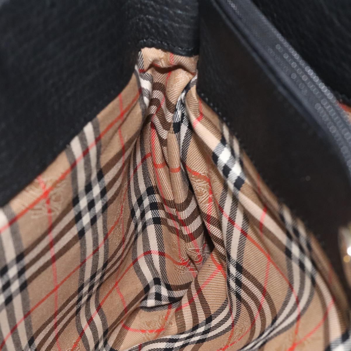 Burberrys Tote Bag Leather Black Auth bs23138