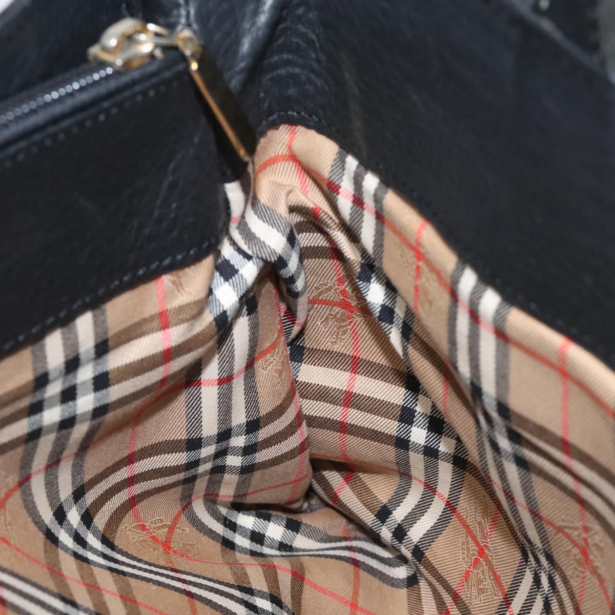 Burberrys Tote Bag Leather Black Auth bs23138