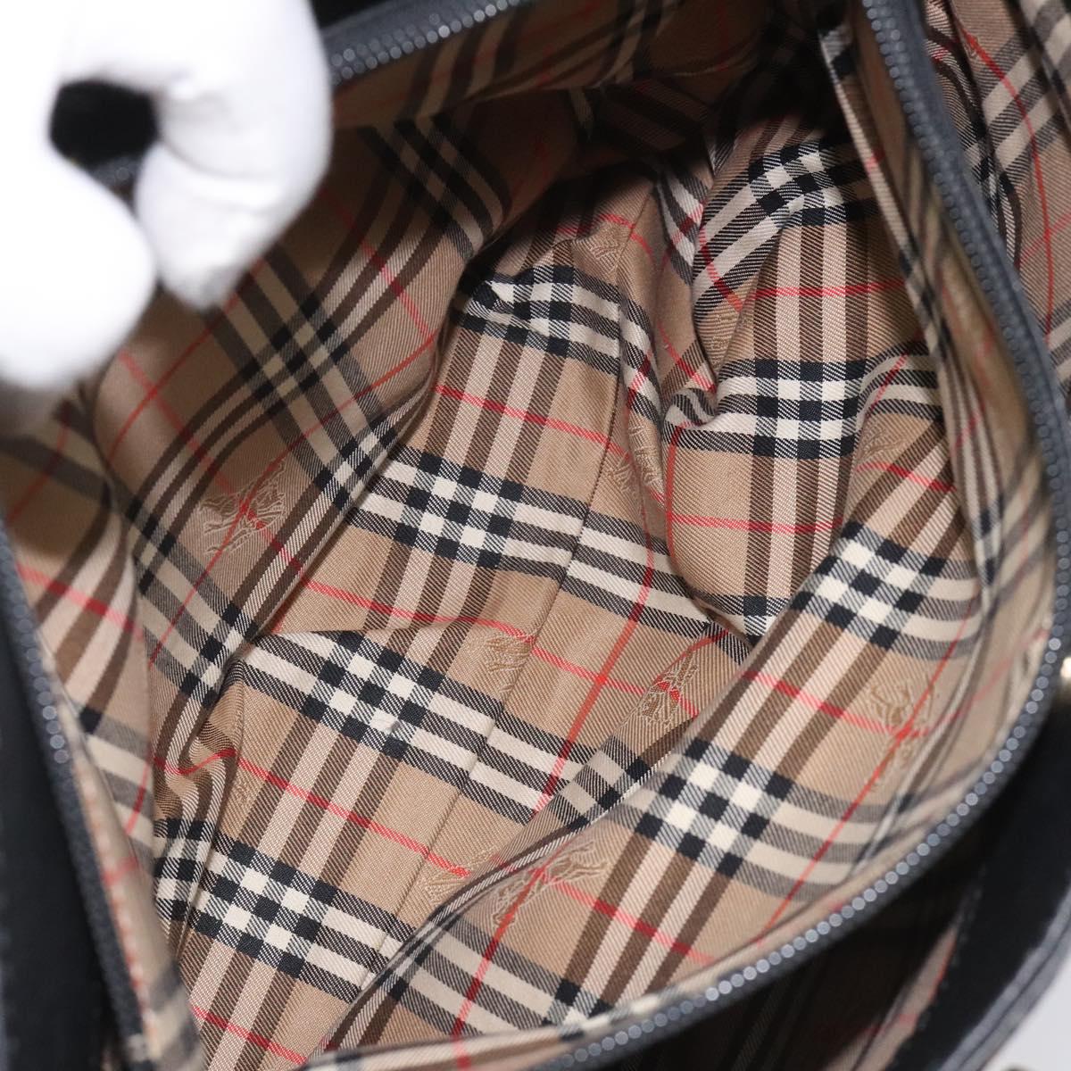 Burberrys Tote Bag Leather Black Auth bs23138