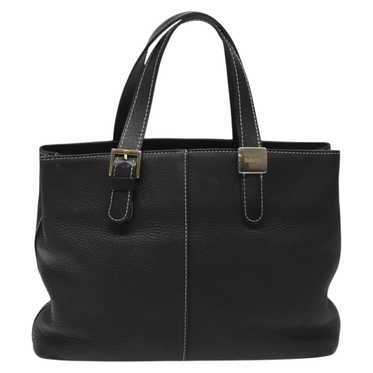 Burberrys Tote Bag Leather Black Auth bs23138