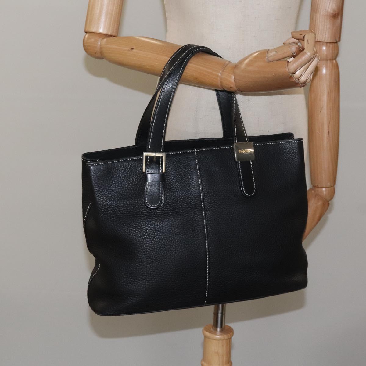 Burberrys Tote Bag Leather Black Auth bs23138
