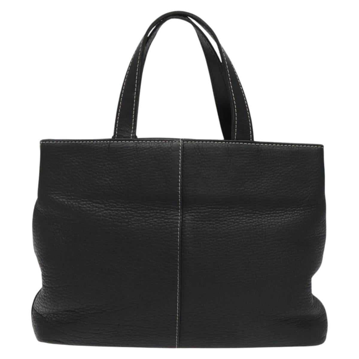 Burberrys Tote Bag Leather Black Auth bs23138