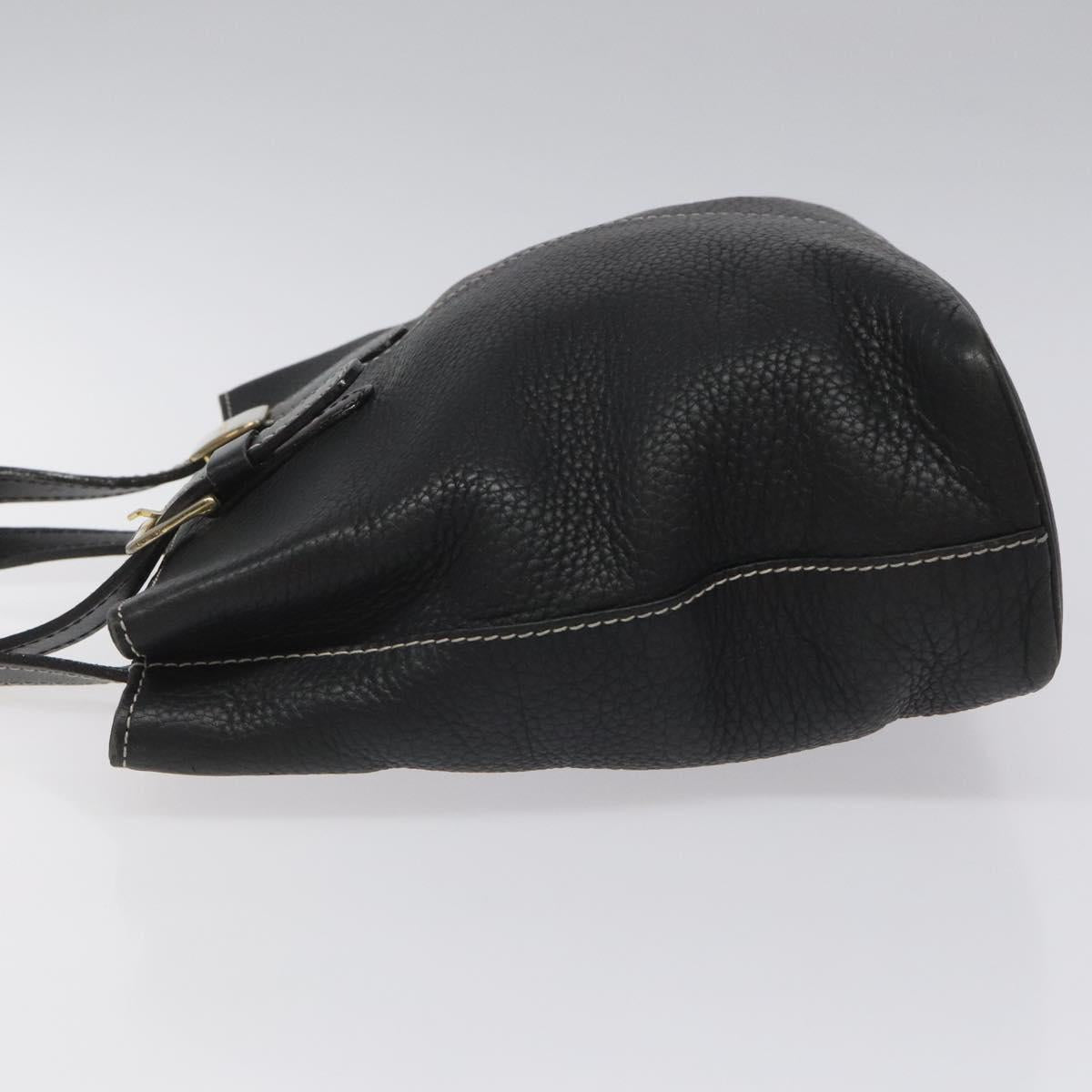 Burberrys Tote Bag Leather Black Auth bs23138