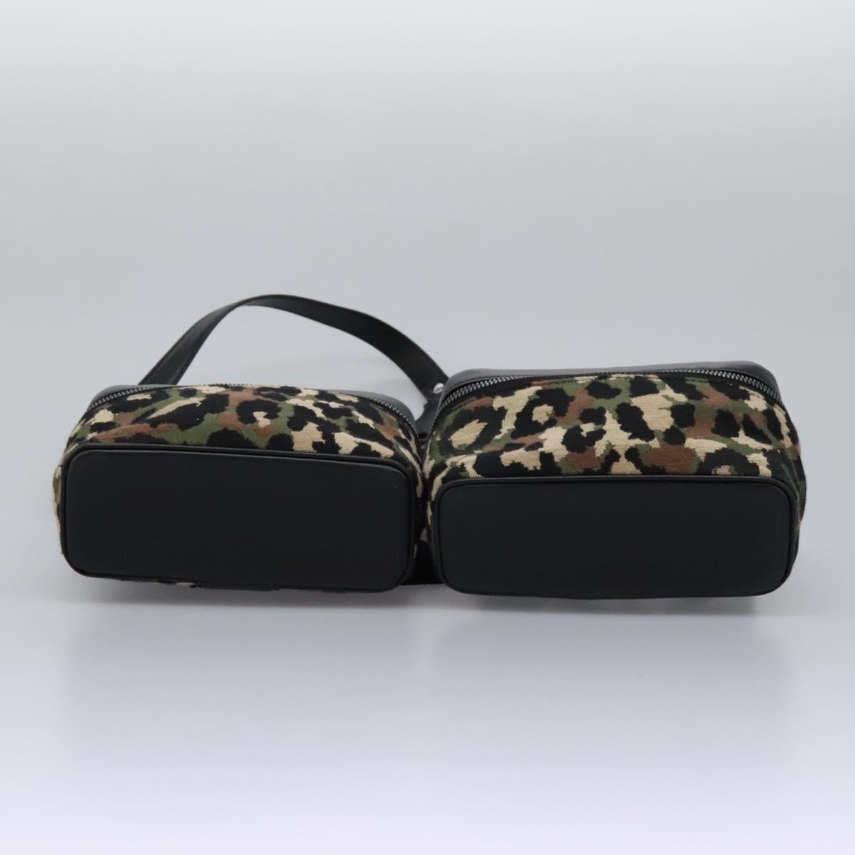 DOLCE&GABBANA Leopard Waist Bag Canvas Green Black Auth bs23142