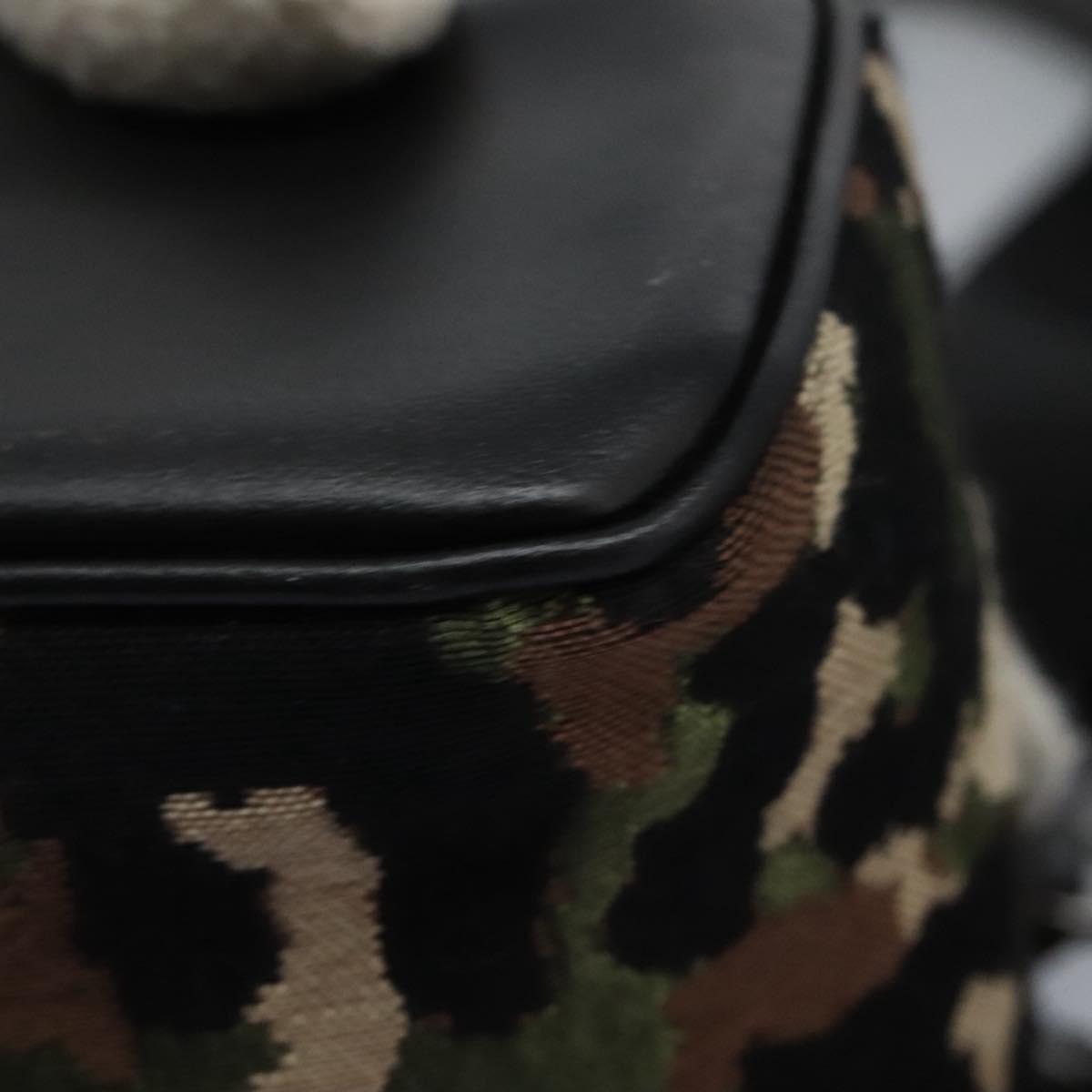 DOLCE&GABBANA Leopard Waist Bag Canvas Green Black Auth bs23142