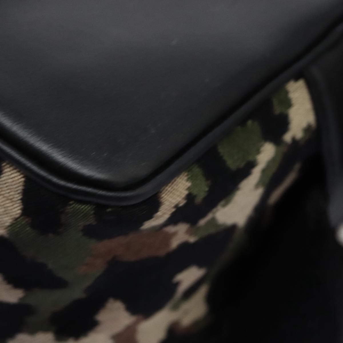 DOLCE&GABBANA Leopard Waist Bag Canvas Green Black Auth bs23142