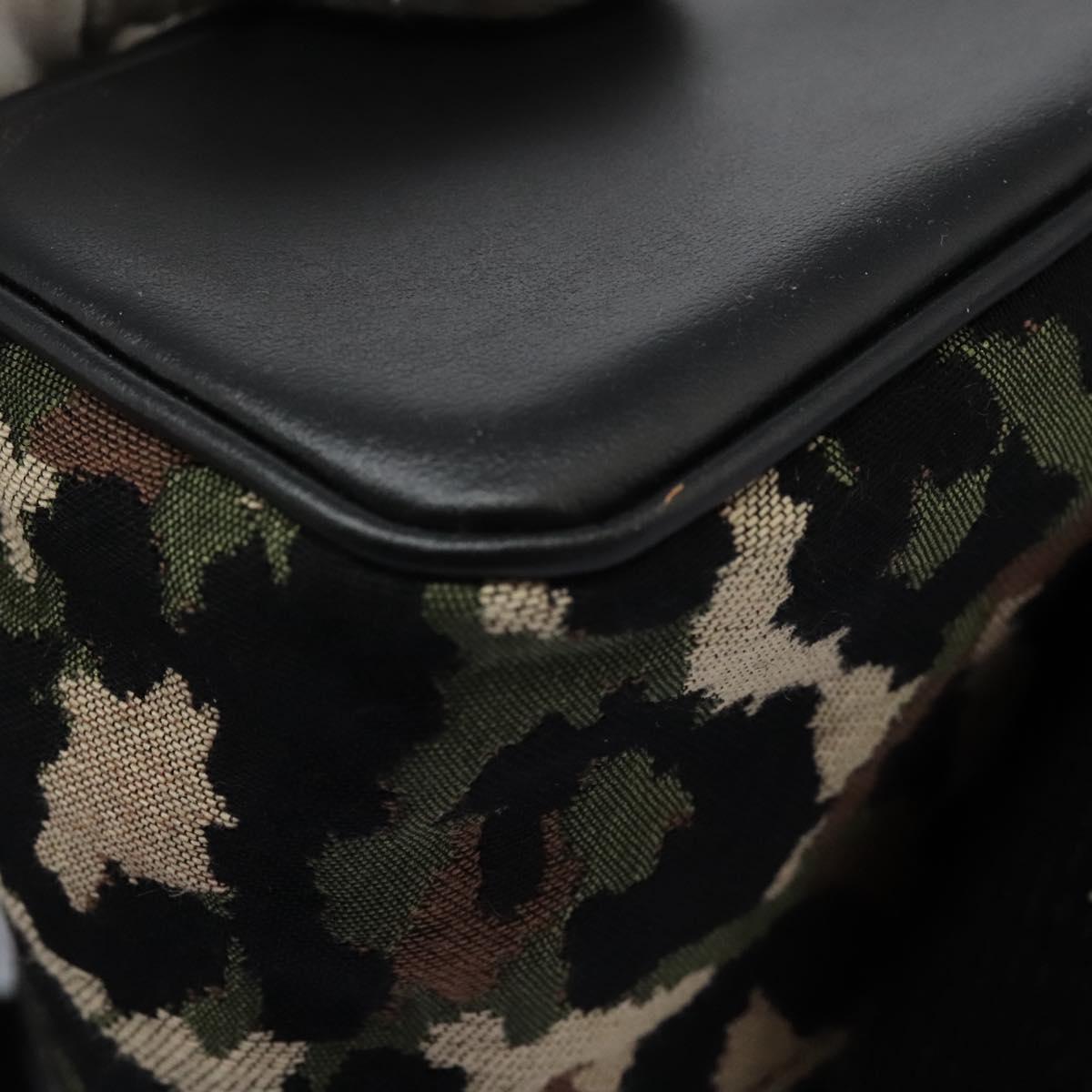 DOLCE&GABBANA Leopard Waist Bag Canvas Green Black Auth bs23142