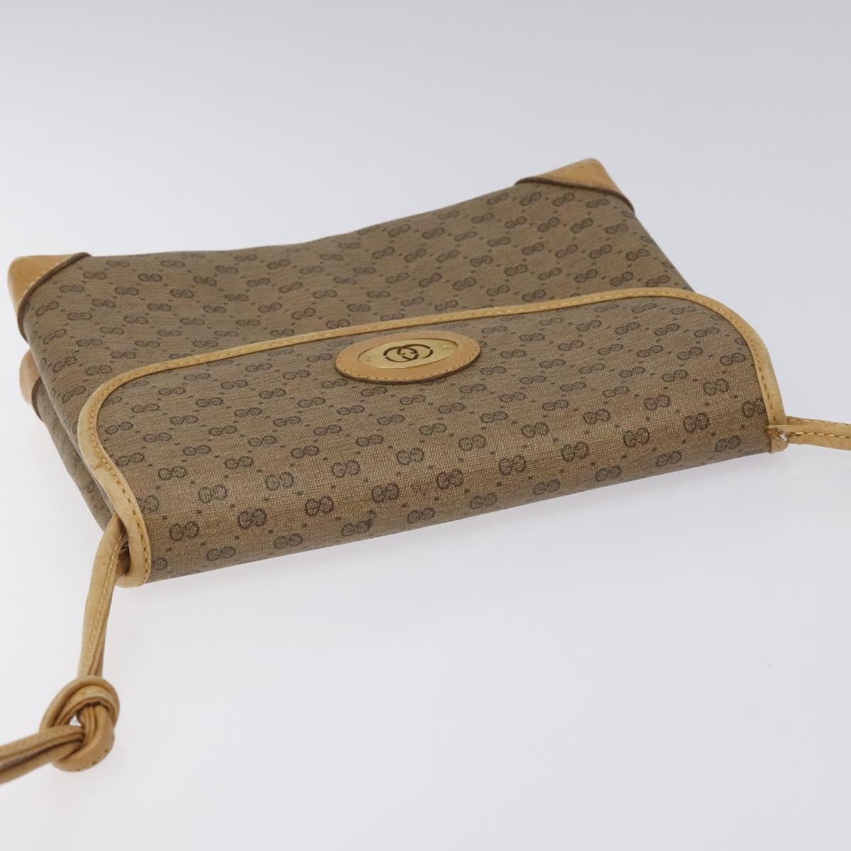GUCCI Micro GG Canvas Shoulder Bag PVC Leather Beige Auth bs23145