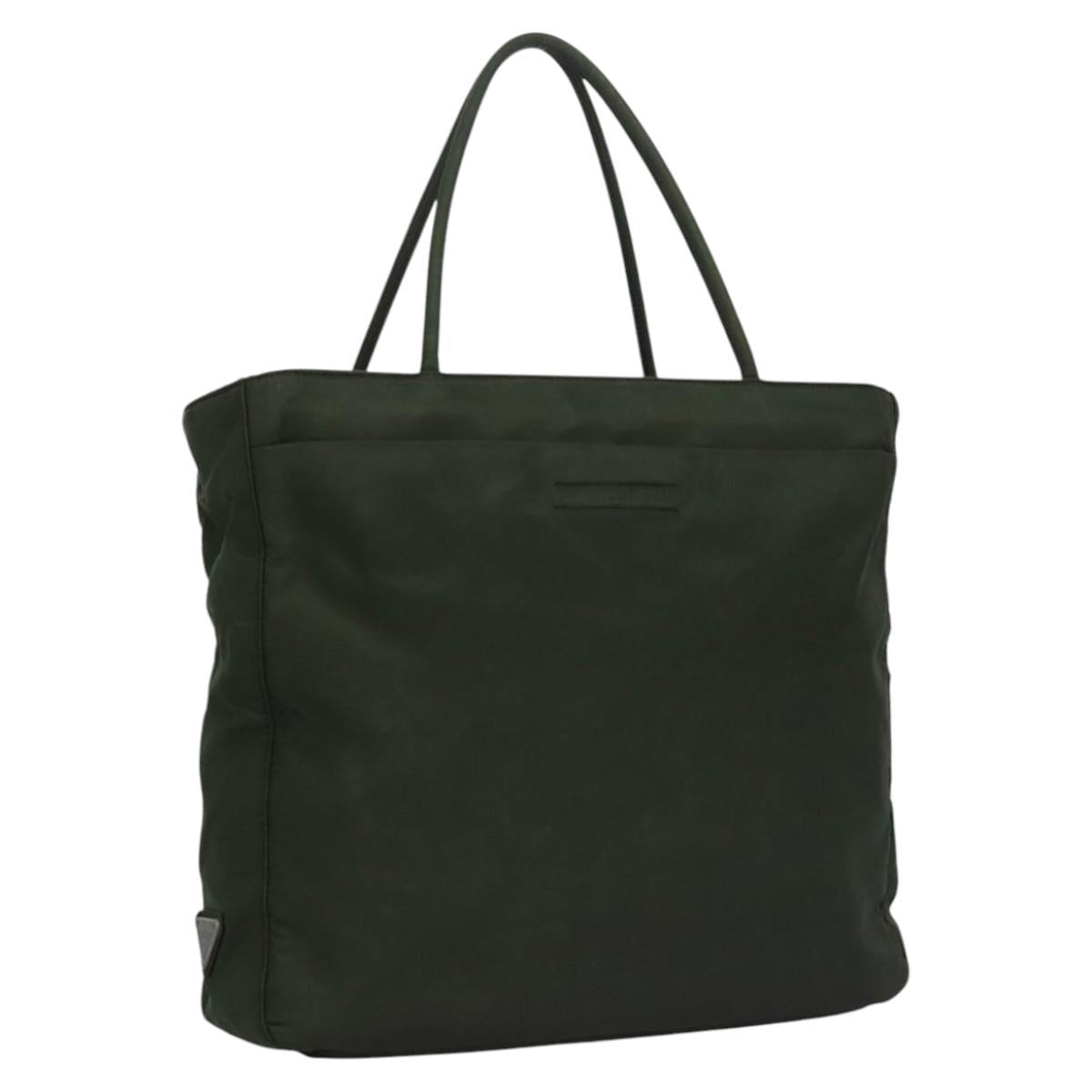 PRADA Hand Bag Nylon Green Silver Auth bs23150