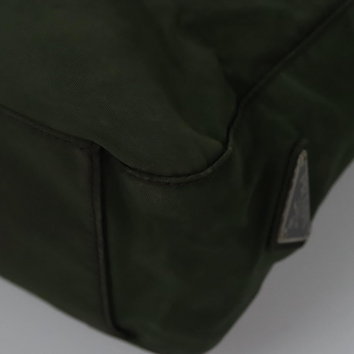 PRADA Hand Bag Nylon Green Silver Auth bs23150