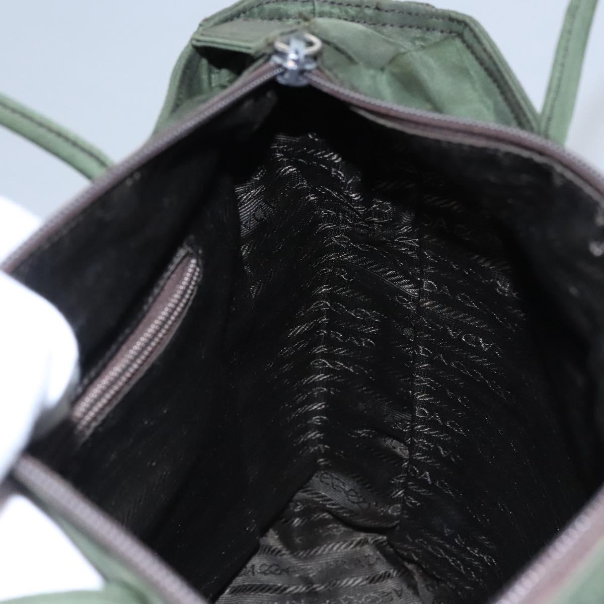 PRADA Hand Bag Nylon Green Silver Auth bs23150