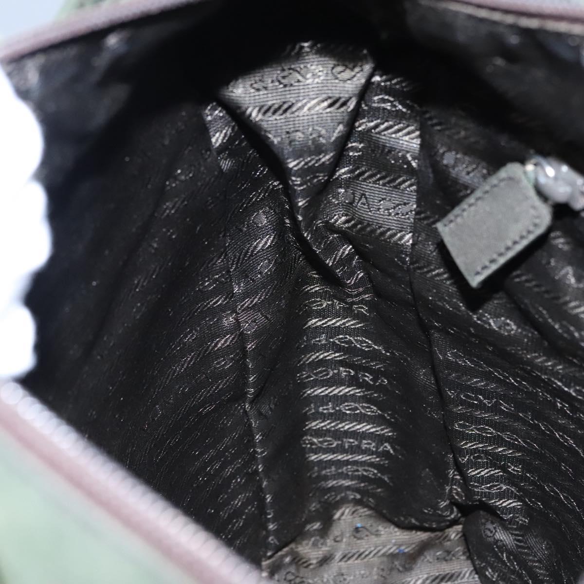 PRADA Hand Bag Nylon Green Silver Auth bs23150