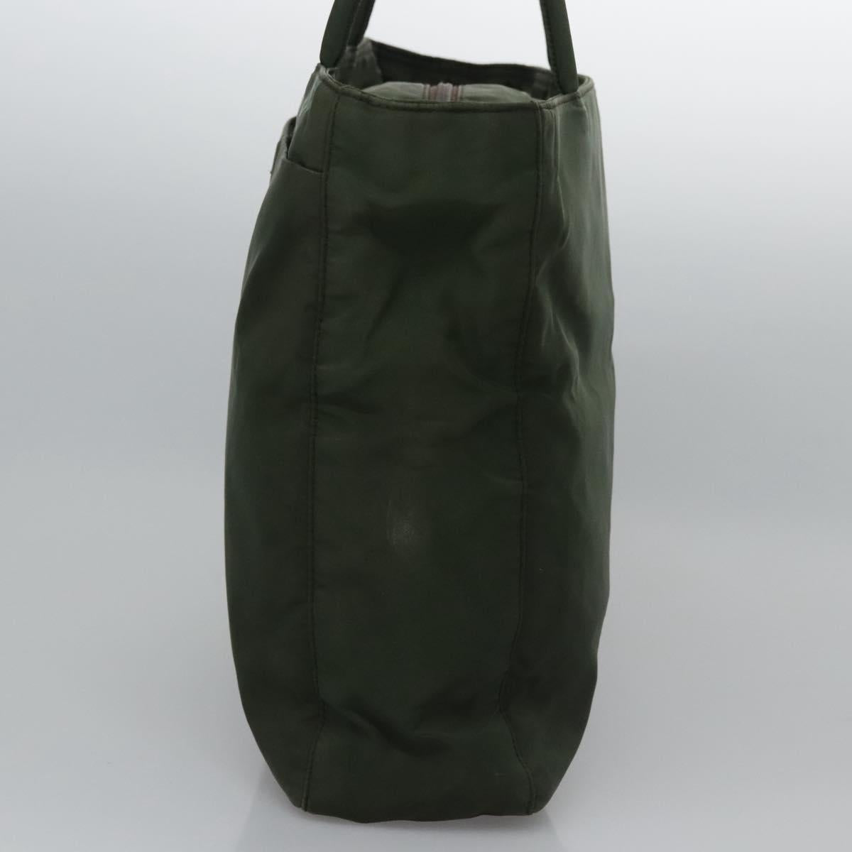 PRADA Hand Bag Nylon Green Silver Auth bs23150