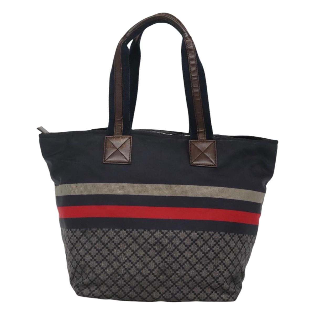 GUCCI Diamante Tote Bag Nylon Navy Silver 267922 Auth bs23152
