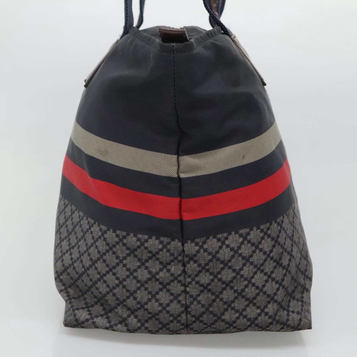GUCCI Diamante Tote Bag Nylon Navy Silver 267922 Auth bs23152