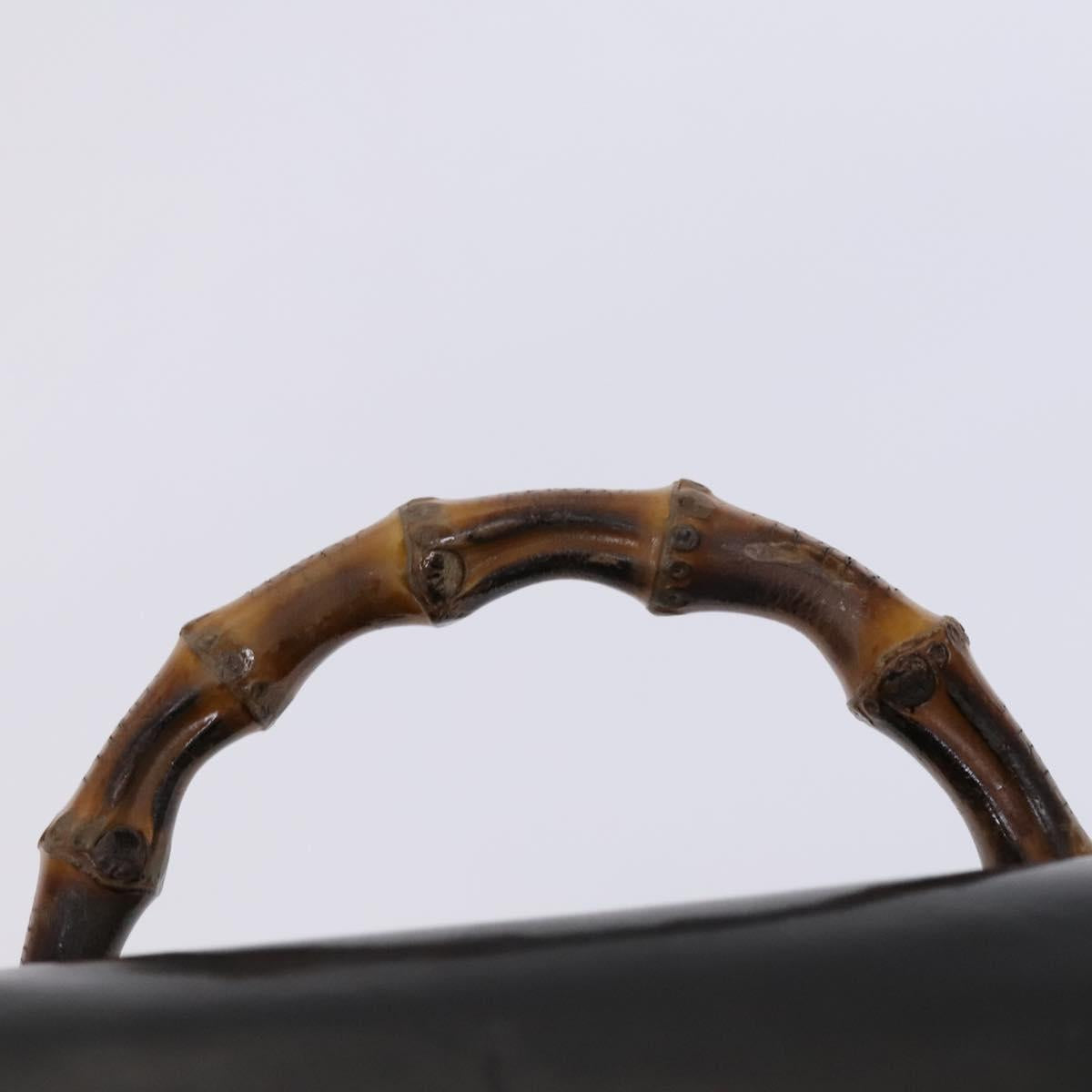 GUCCI Bamboo Backpack Enamel Black Gold Auth bs23155