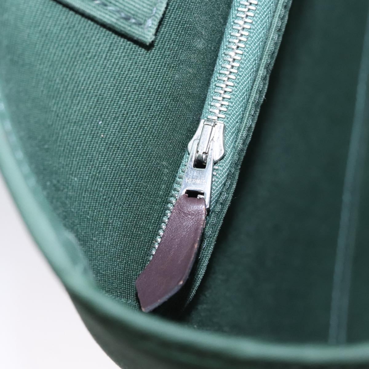 HERMES Kabak Elan PM Hand Bag Canvas 2way Green Auth bs23159