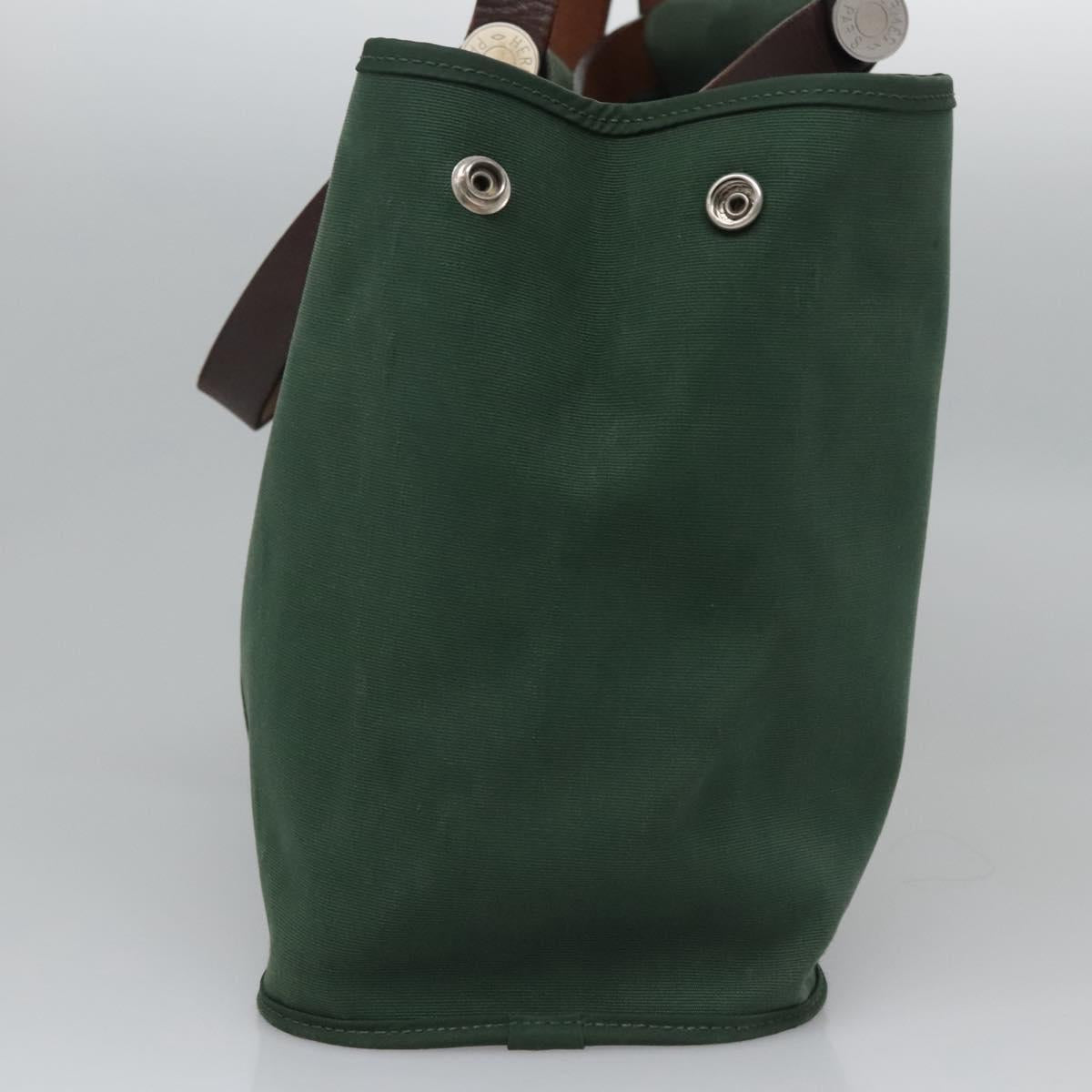 HERMES Kabak Elan PM Hand Bag Canvas 2way Green Auth bs23159