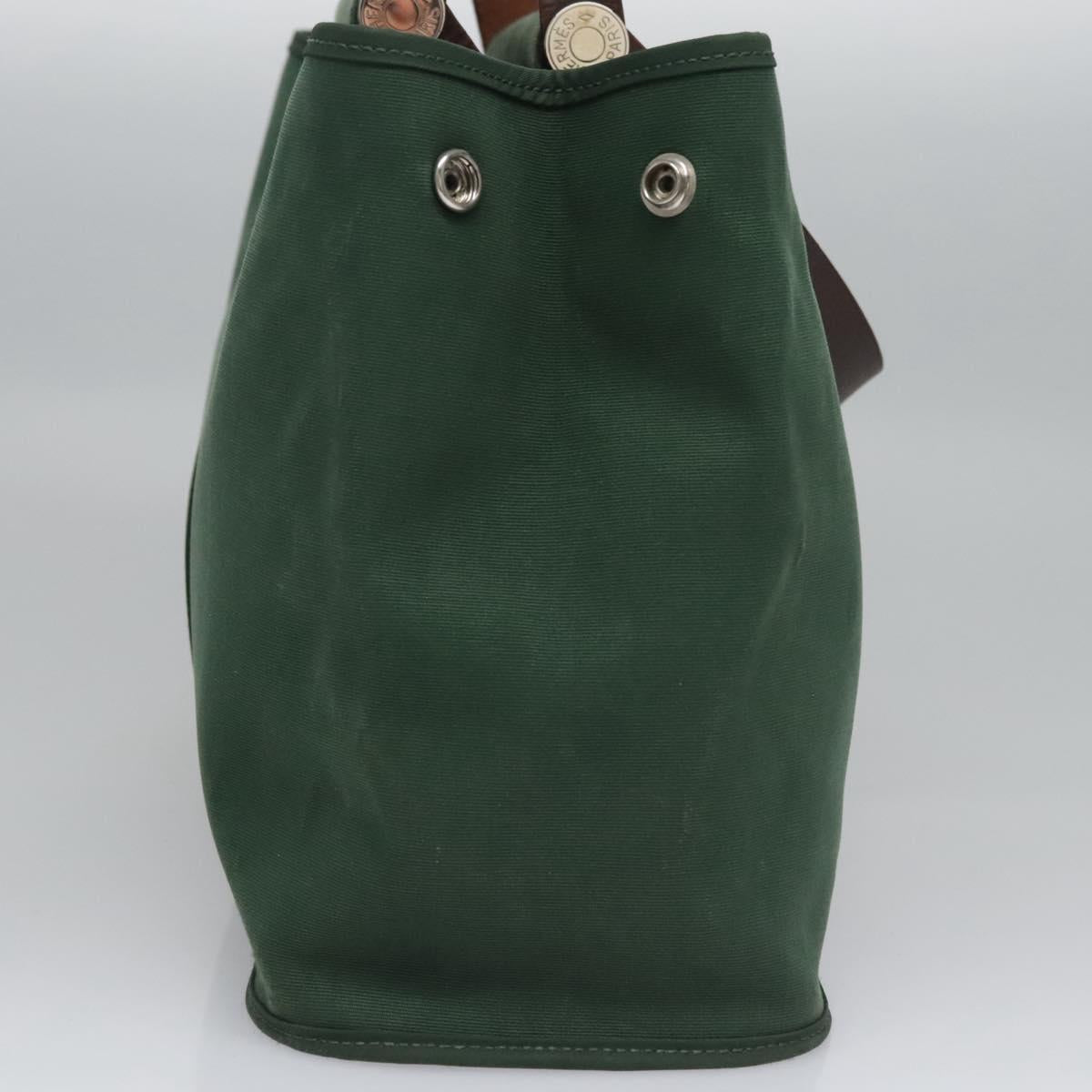 HERMES Kabak Elan PM Hand Bag Canvas 2way Green Auth bs23159