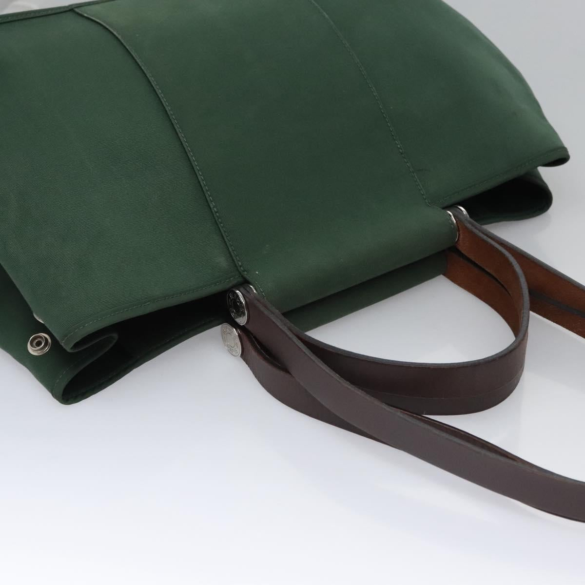 HERMES Kabak Elan PM Hand Bag Canvas 2way Green Auth bs23159