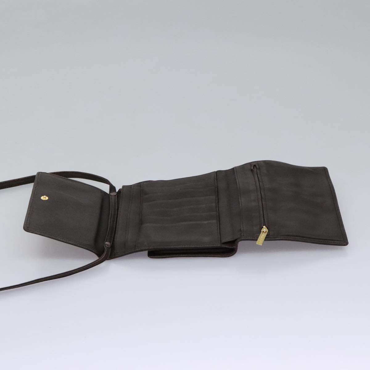 LOEWE Anagram Shoulder wallet Suede Leather Beige Brown gold Auth bs23167