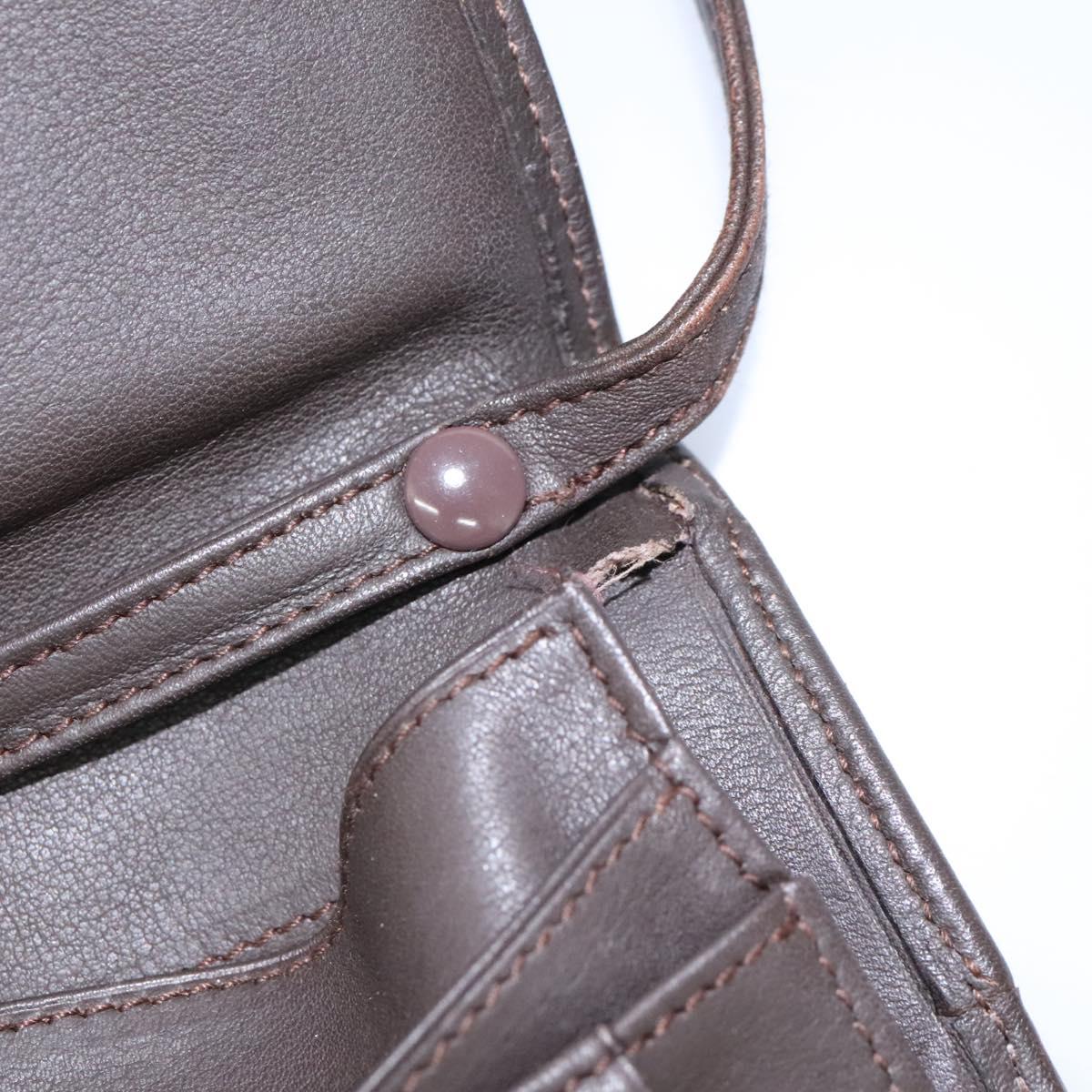 LOEWE Anagram Shoulder wallet Suede Leather Beige Brown gold Auth bs23167