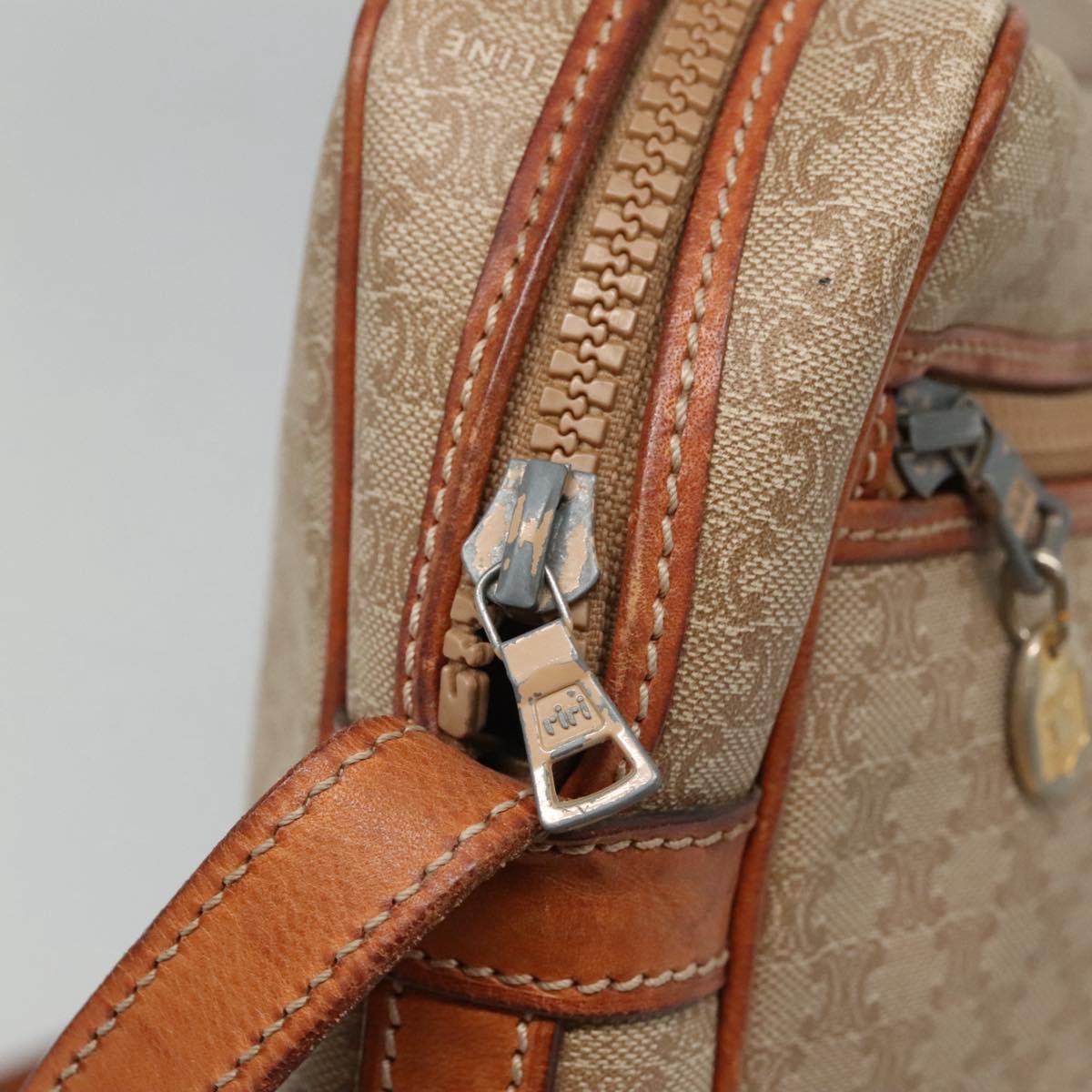 CELINE Macadam Canvas Shoulder Bag PVC Beige Gold Auth bs23175