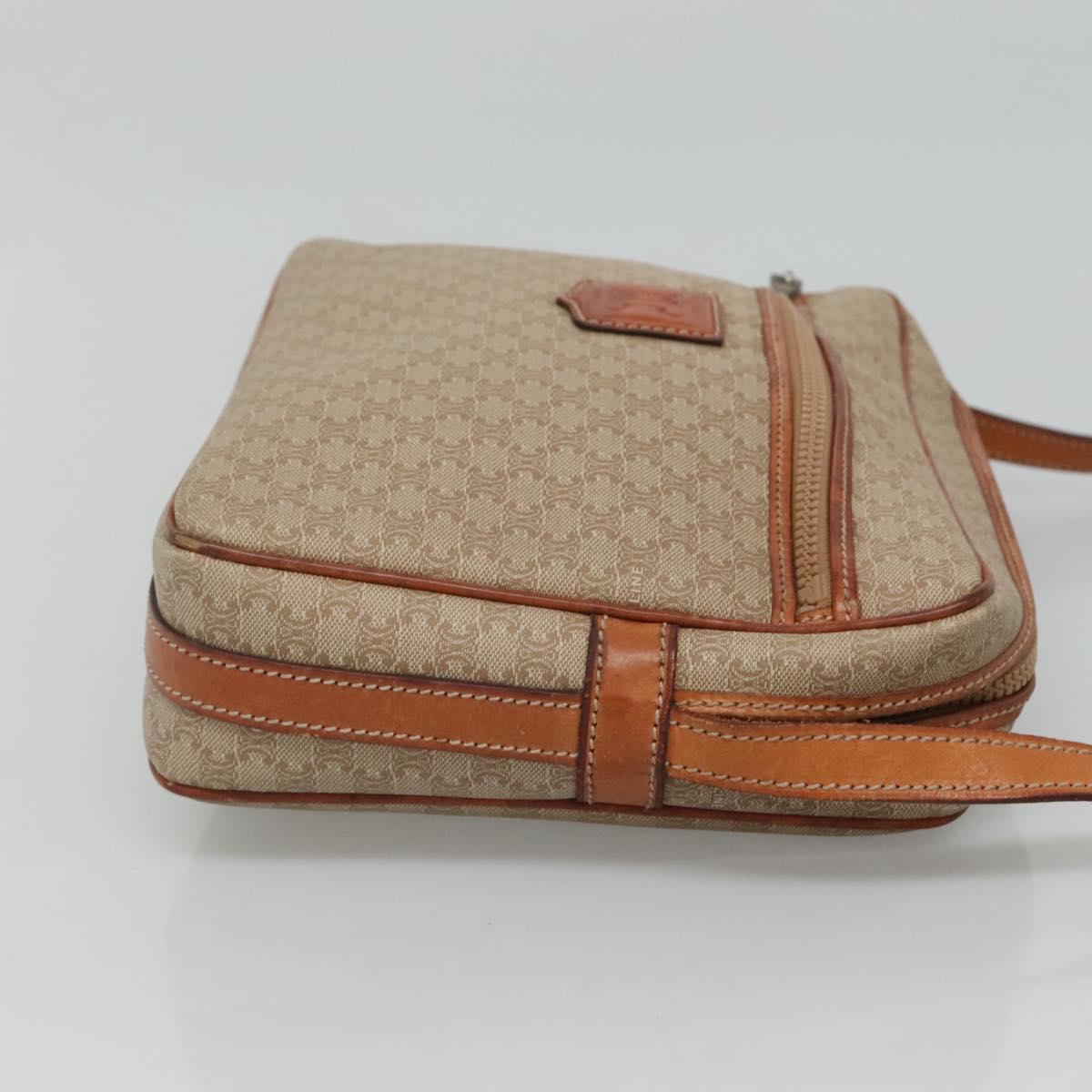 CELINE Macadam Canvas Shoulder Bag PVC Beige Gold Auth bs23175