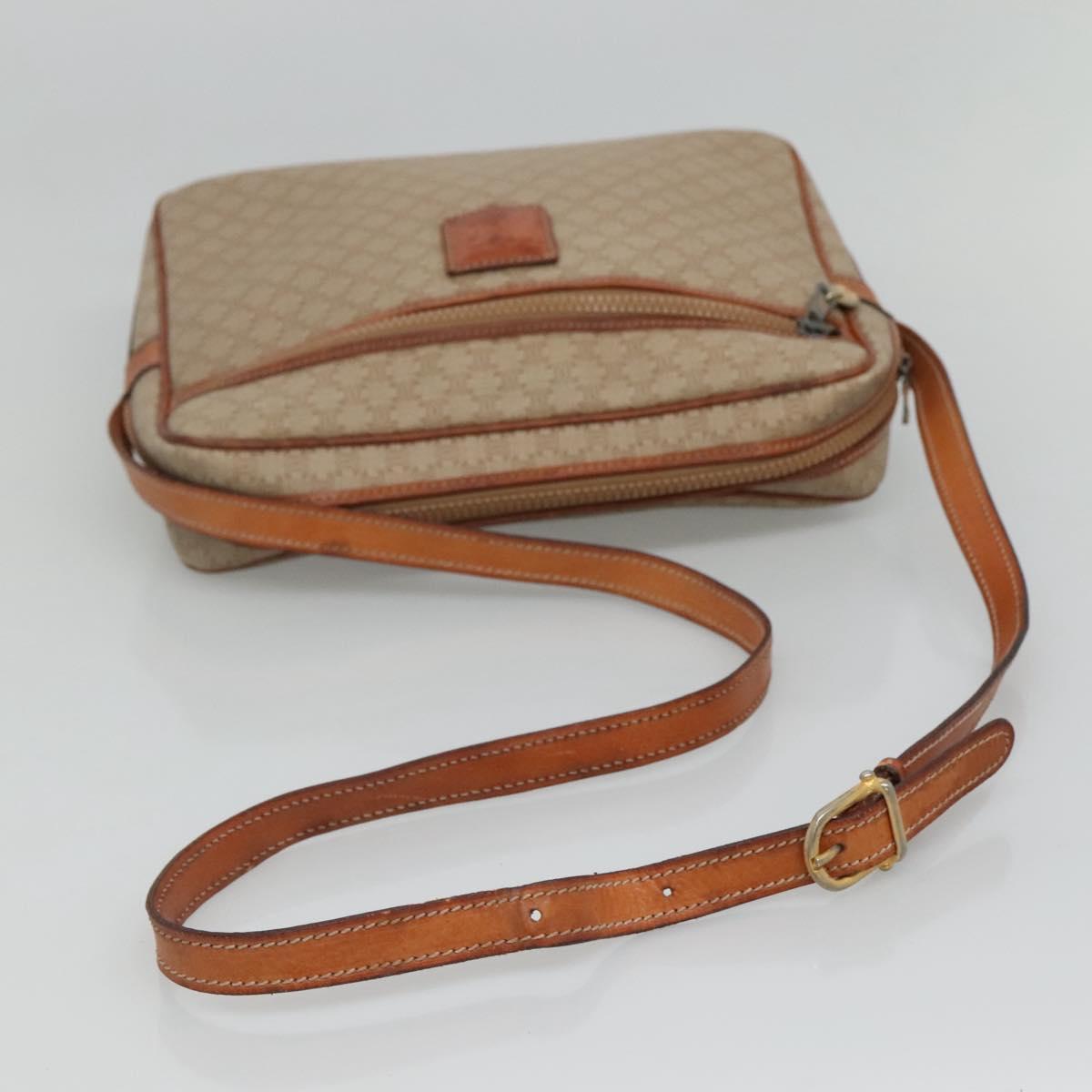 CELINE Macadam Canvas Shoulder Bag PVC Beige Gold Auth bs23175