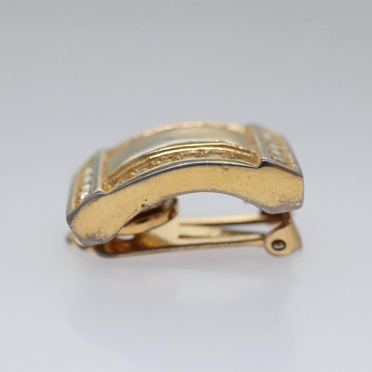 Christian Dior Earring Metal Gold Tone Auth bs23179