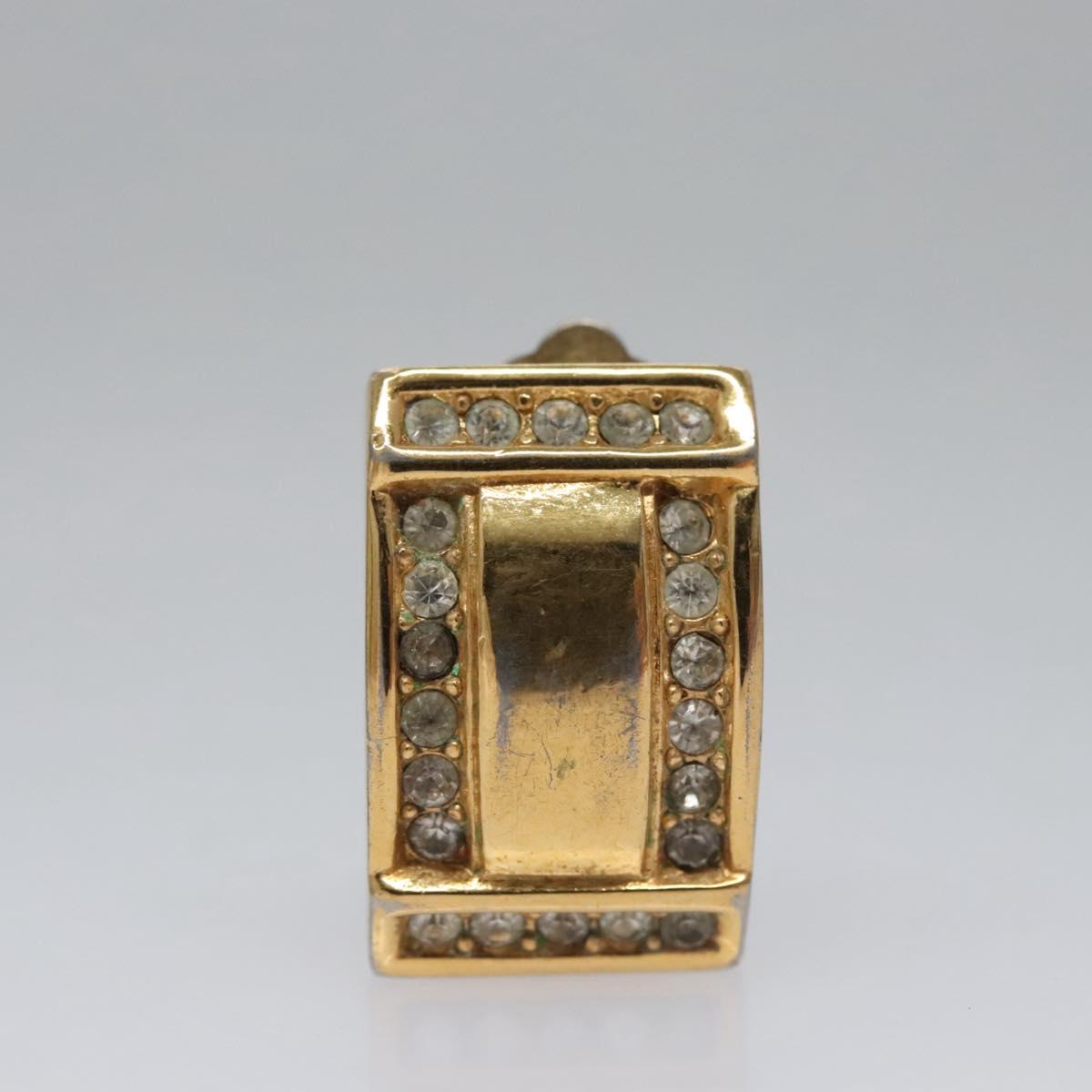 Christian Dior Earring Metal Gold Tone Auth bs23179