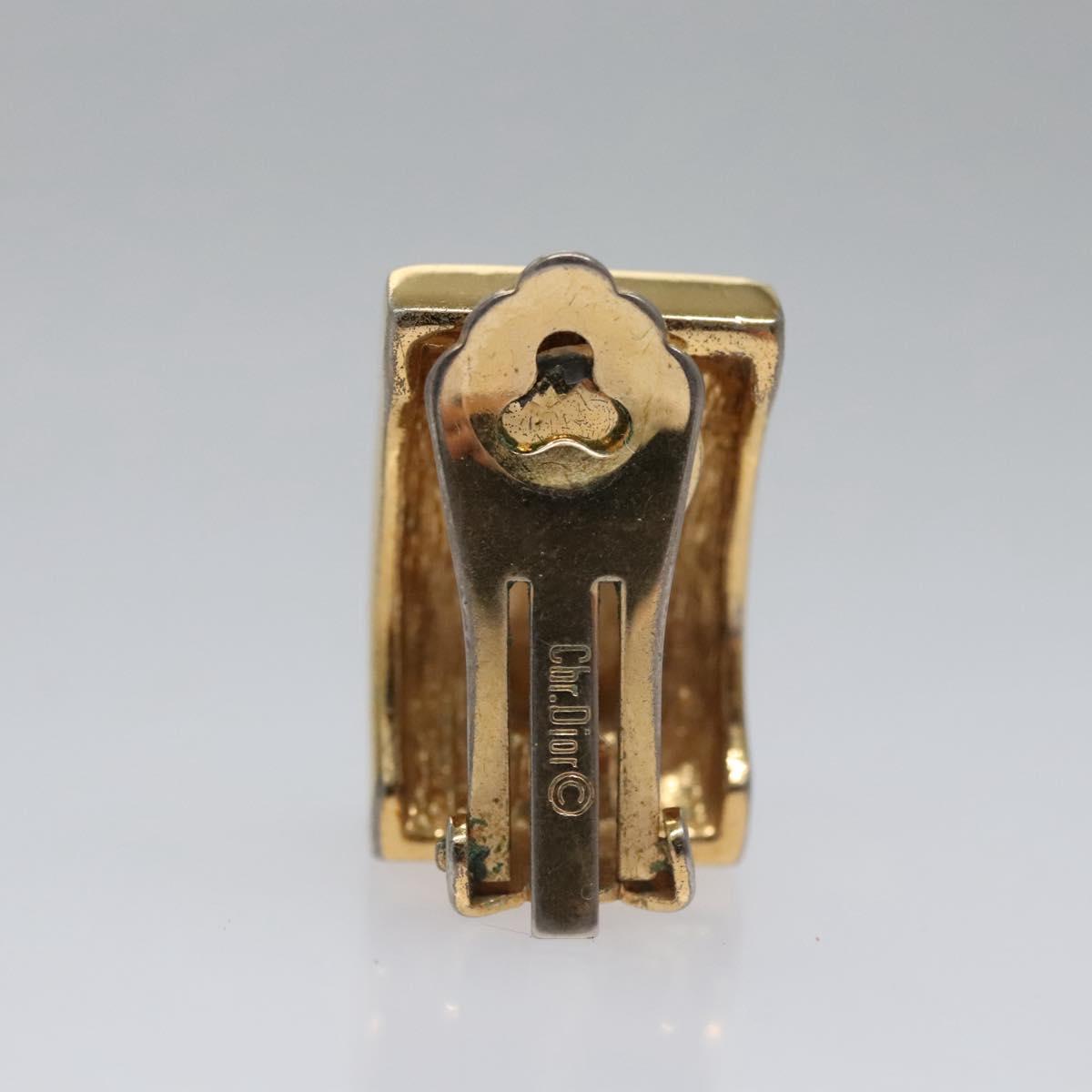 Christian Dior Earring Metal Gold Tone Auth bs23179