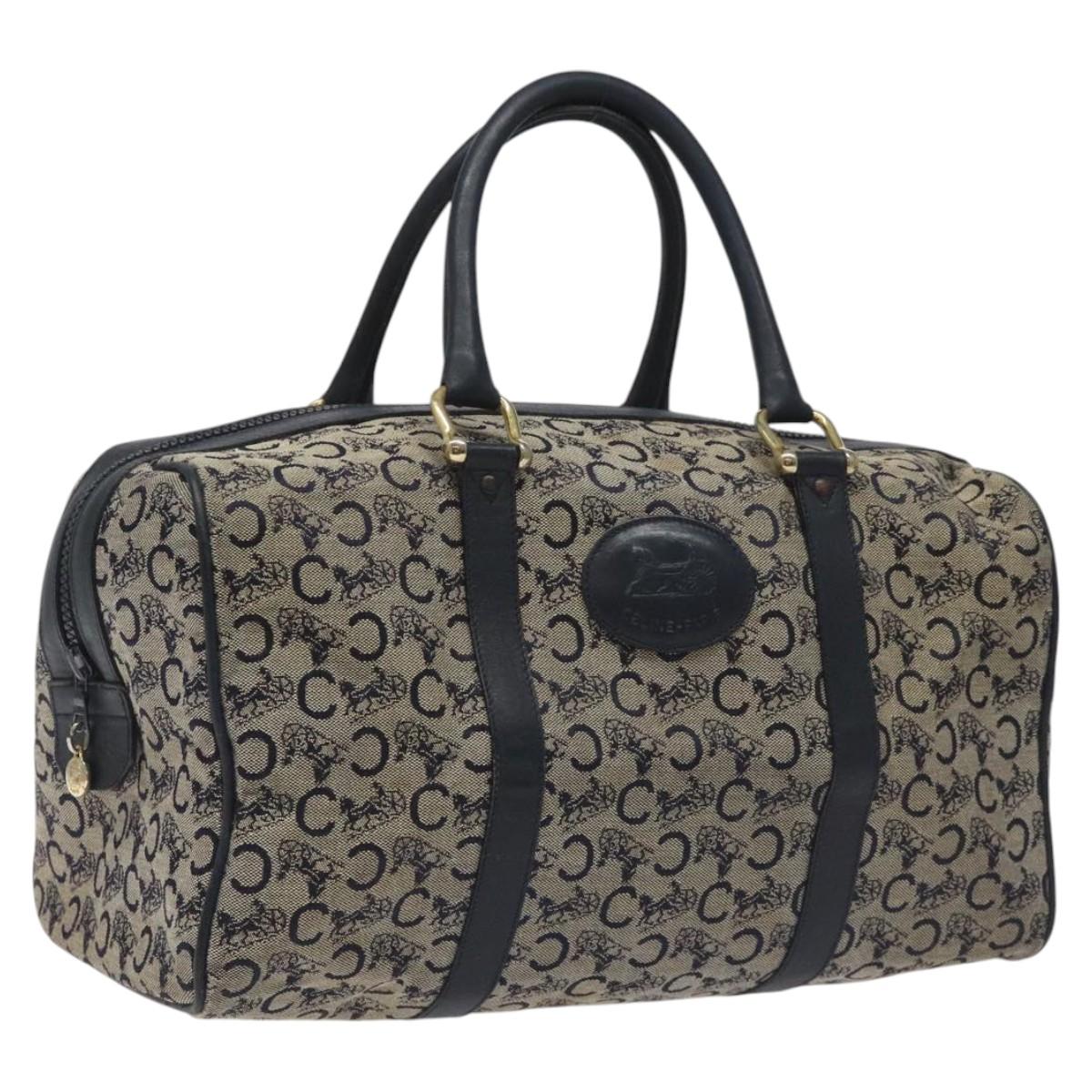 CELINE C Macadam Hand Bag Canvas Navy Auth bs23203