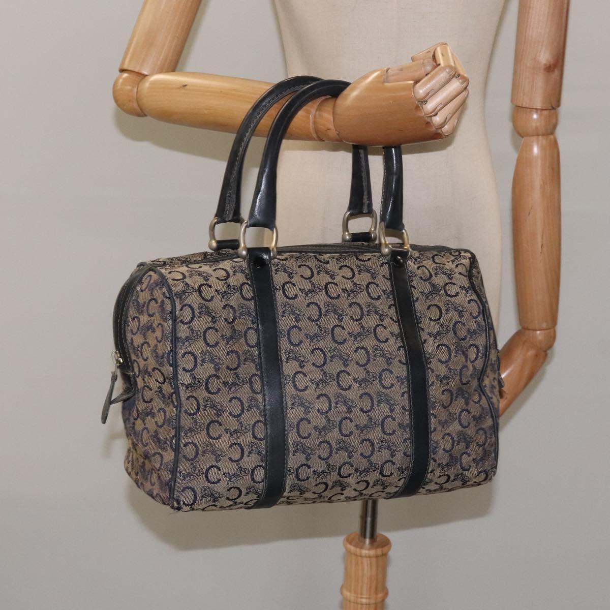 CELINE C Macadam Hand Bag Canvas Navy Auth bs23204