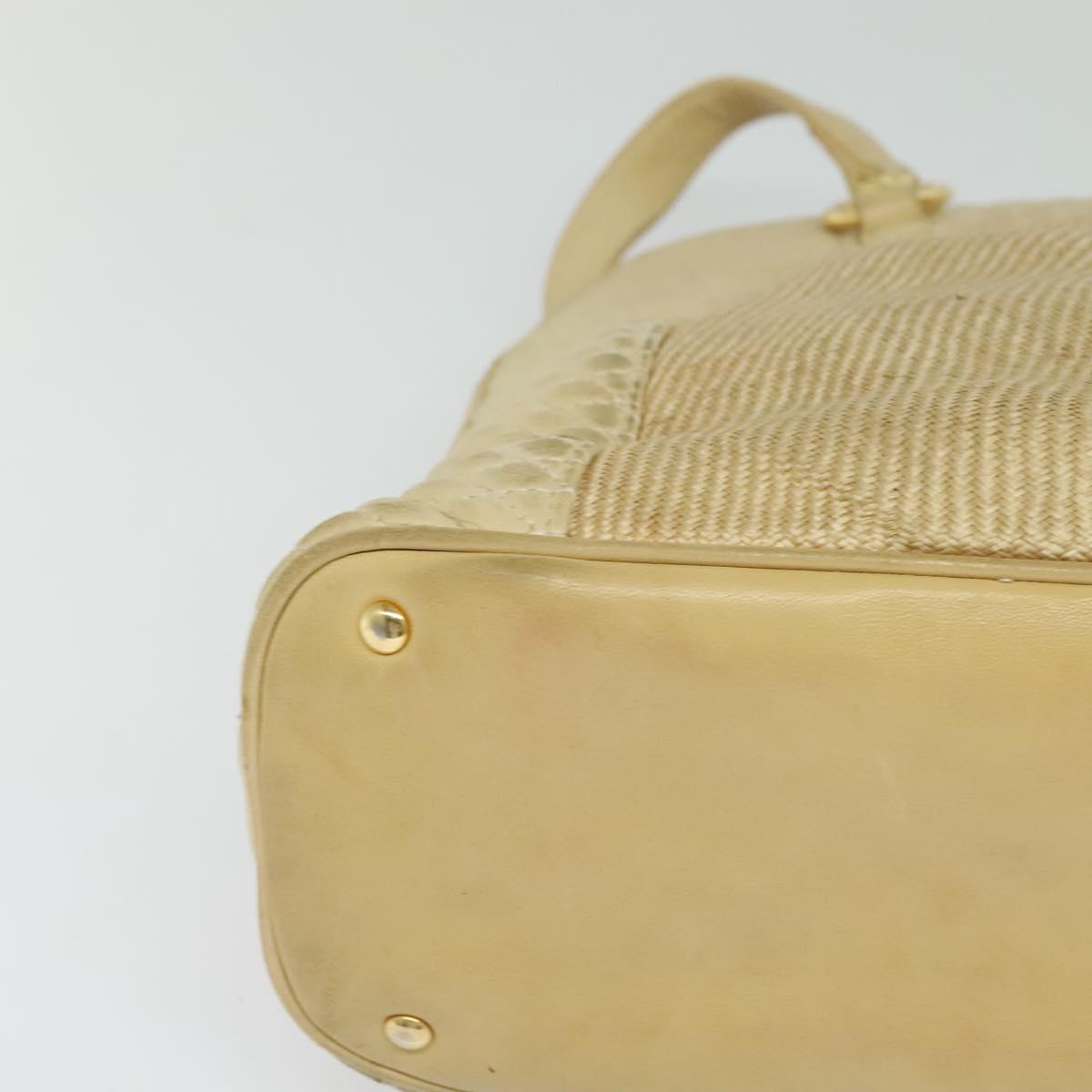 BALLY Shoulder Bag Leather Canvas Beige Auth bs23207