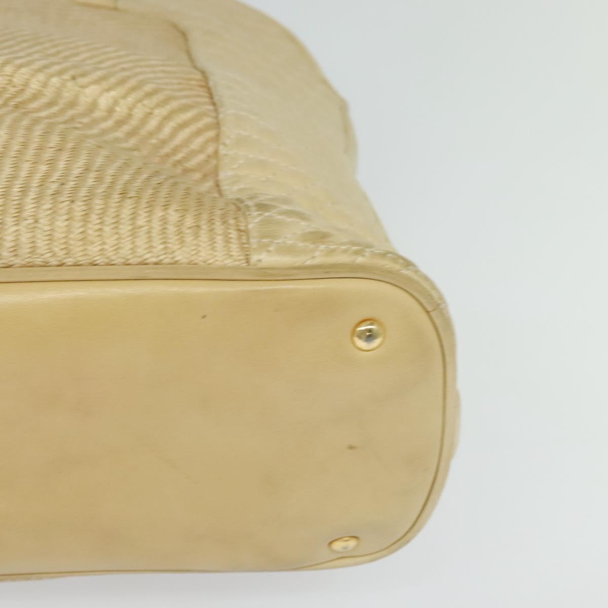 BALLY Shoulder Bag Leather Canvas Beige Auth bs23207