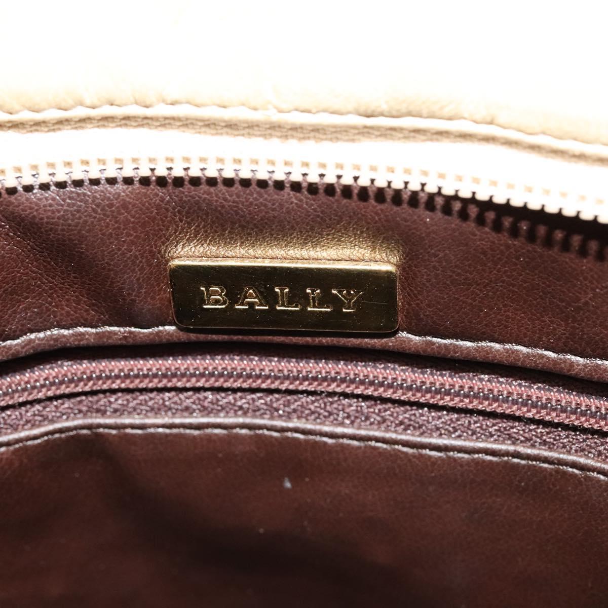 BALLY Shoulder Bag Leather Canvas Beige Auth bs23207