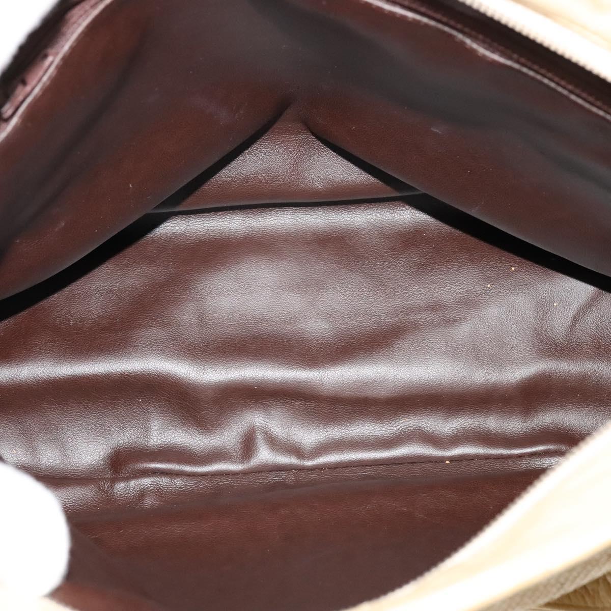 BALLY Shoulder Bag Leather Canvas Beige Auth bs23207