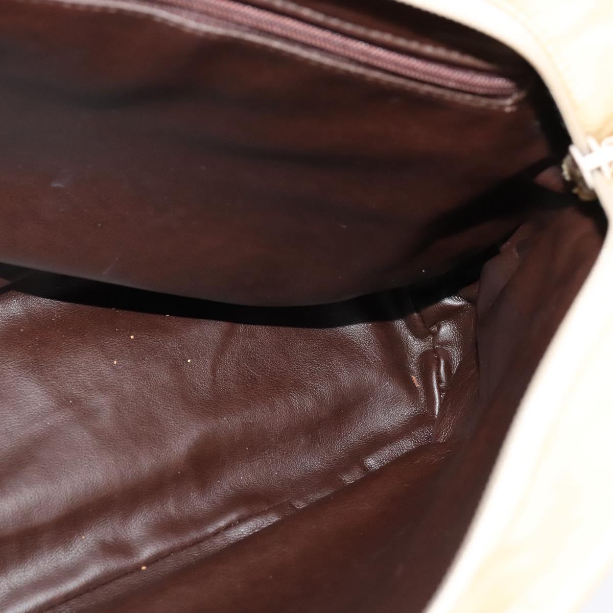 BALLY Shoulder Bag Leather Canvas Beige Auth bs23207