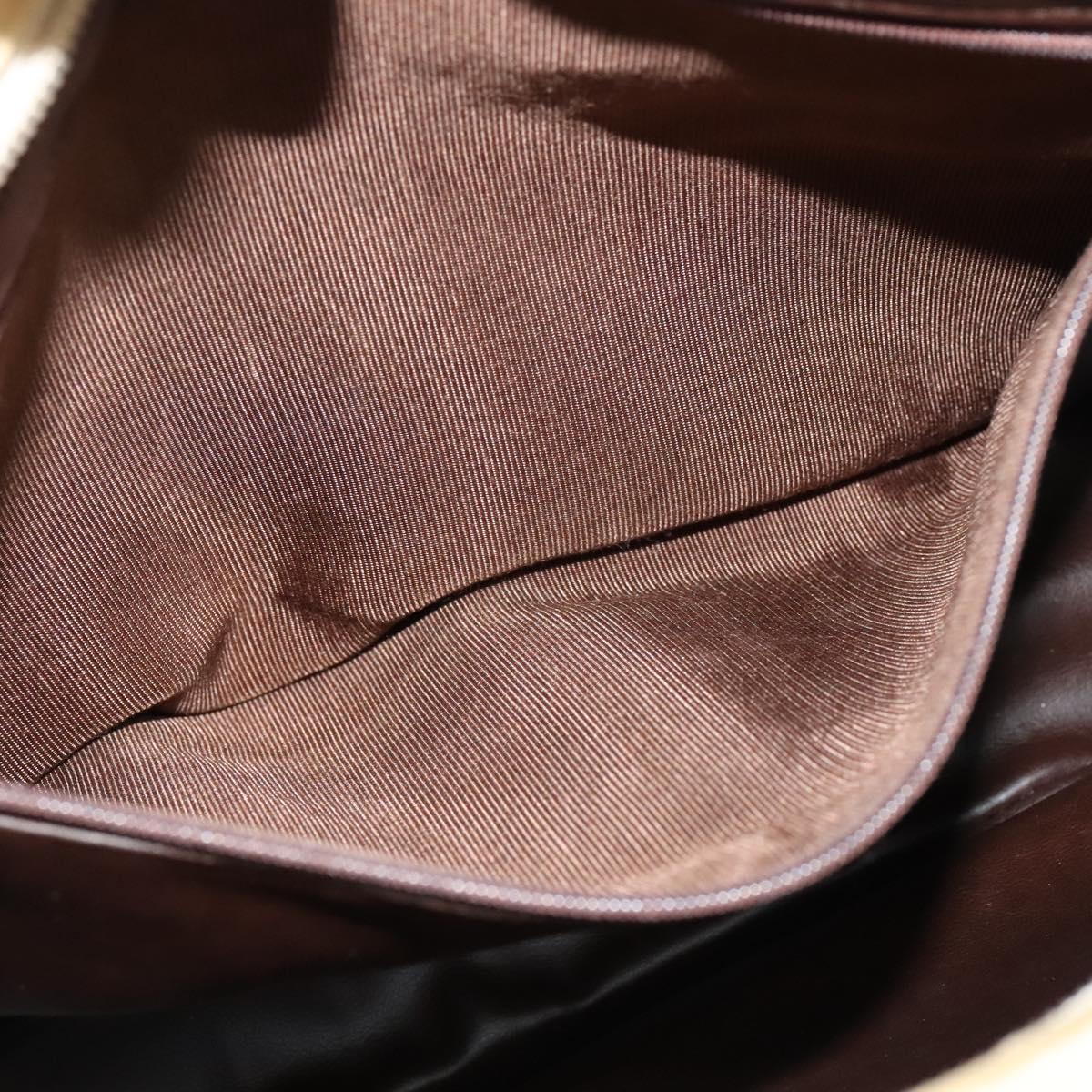 BALLY Shoulder Bag Leather Canvas Beige Auth bs23207