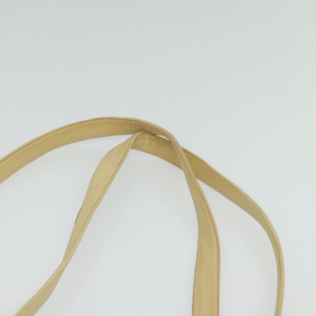 BALLY Shoulder Bag Leather Canvas Beige Auth bs23207