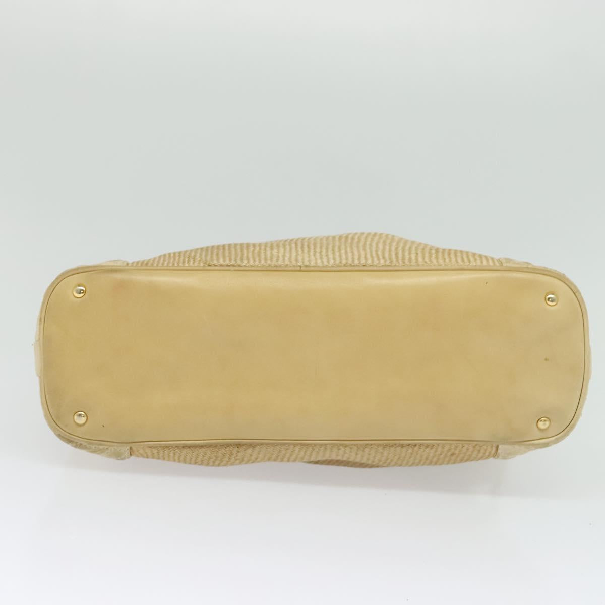 BALLY Shoulder Bag Leather Canvas Beige Auth bs23207