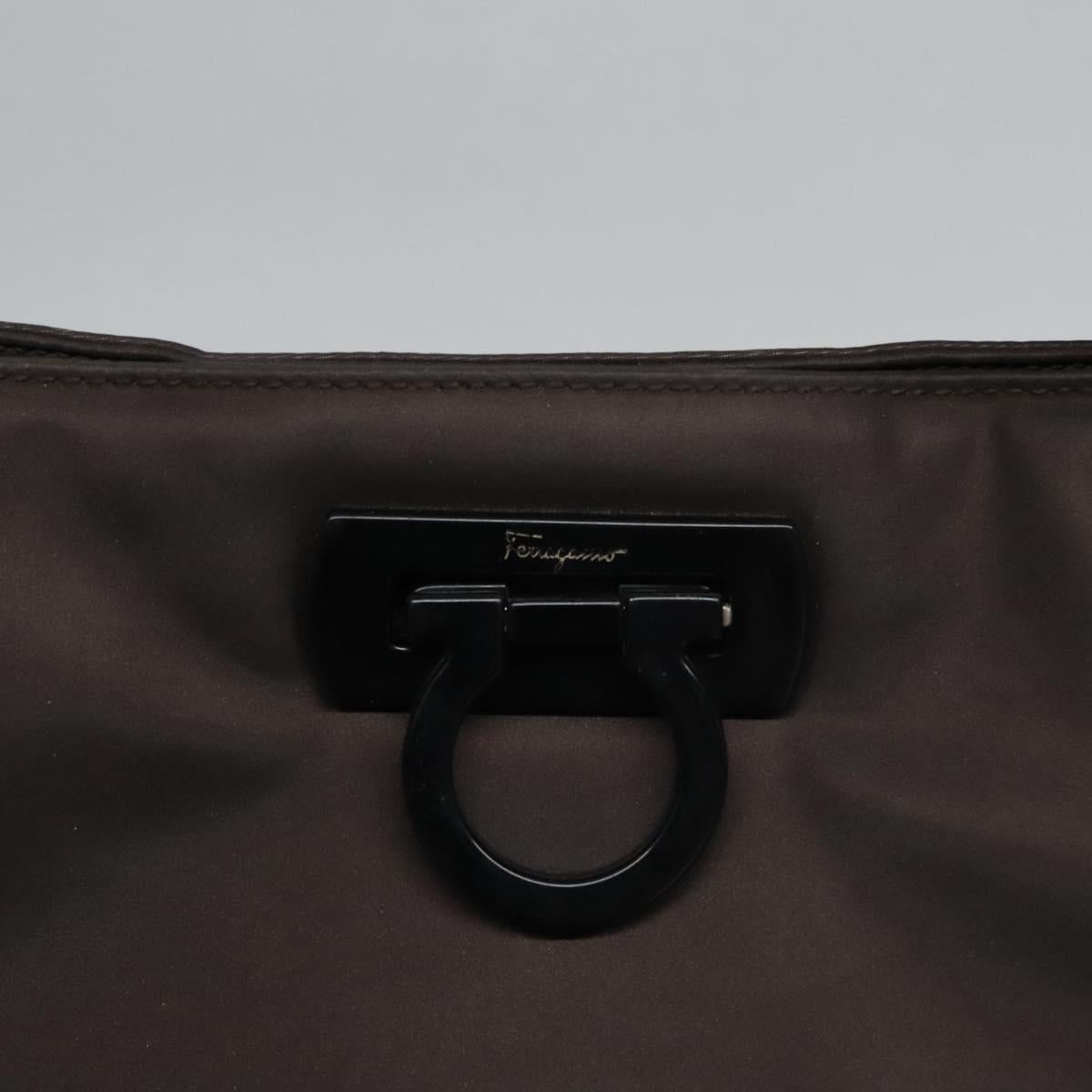 Salvatore Ferragamo Gancini Tote Bag Nylon Brown Auth bs23209