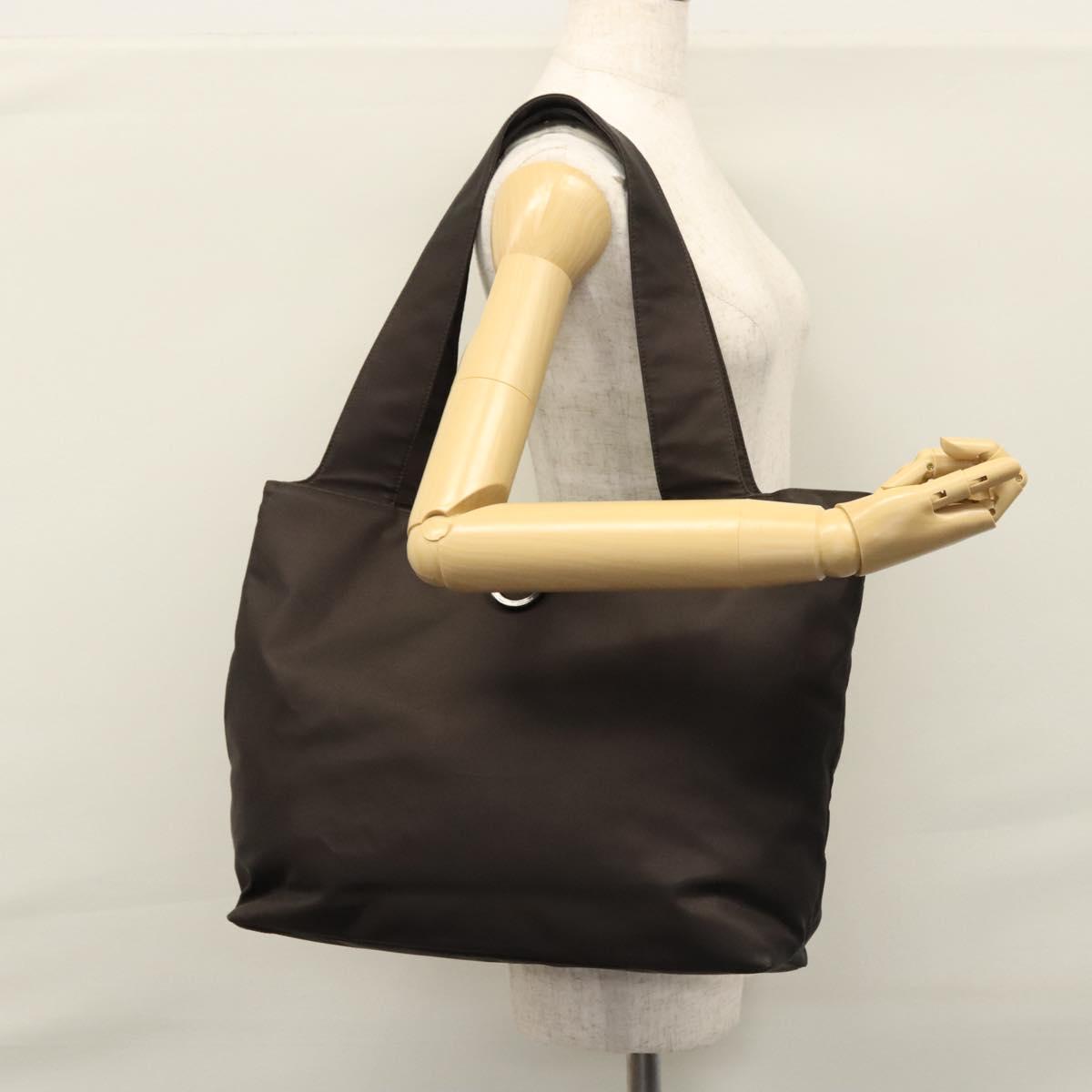 Salvatore Ferragamo Gancini Tote Bag Nylon Brown Auth bs23209