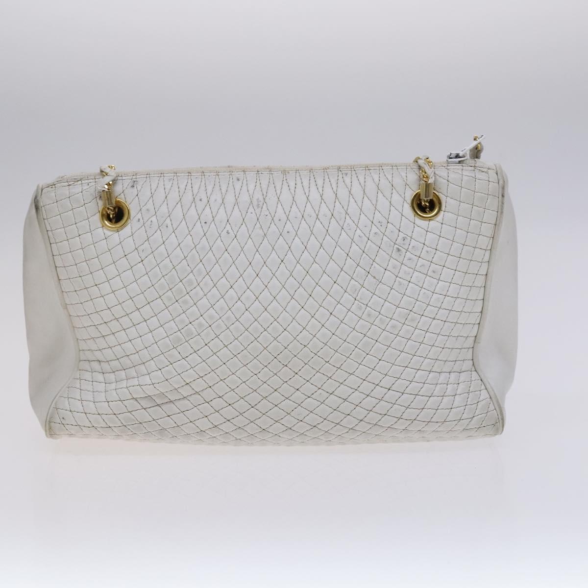 BALLY INTRECCIATO Shoulder Boston Bag Leather 3Set Black White Auth bs23216