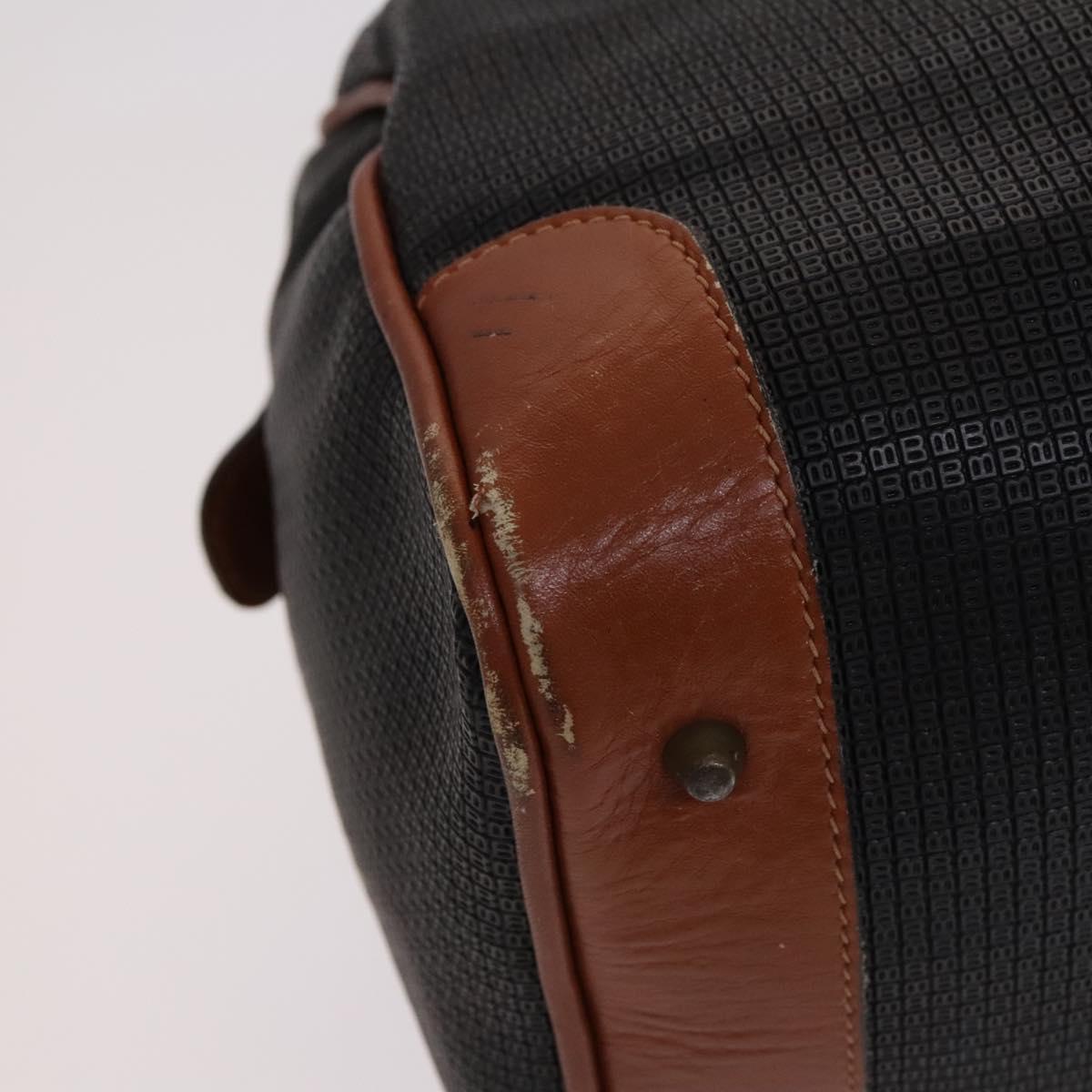 BALLY INTRECCIATO Shoulder Boston Bag Leather 3Set Black White Auth bs23216