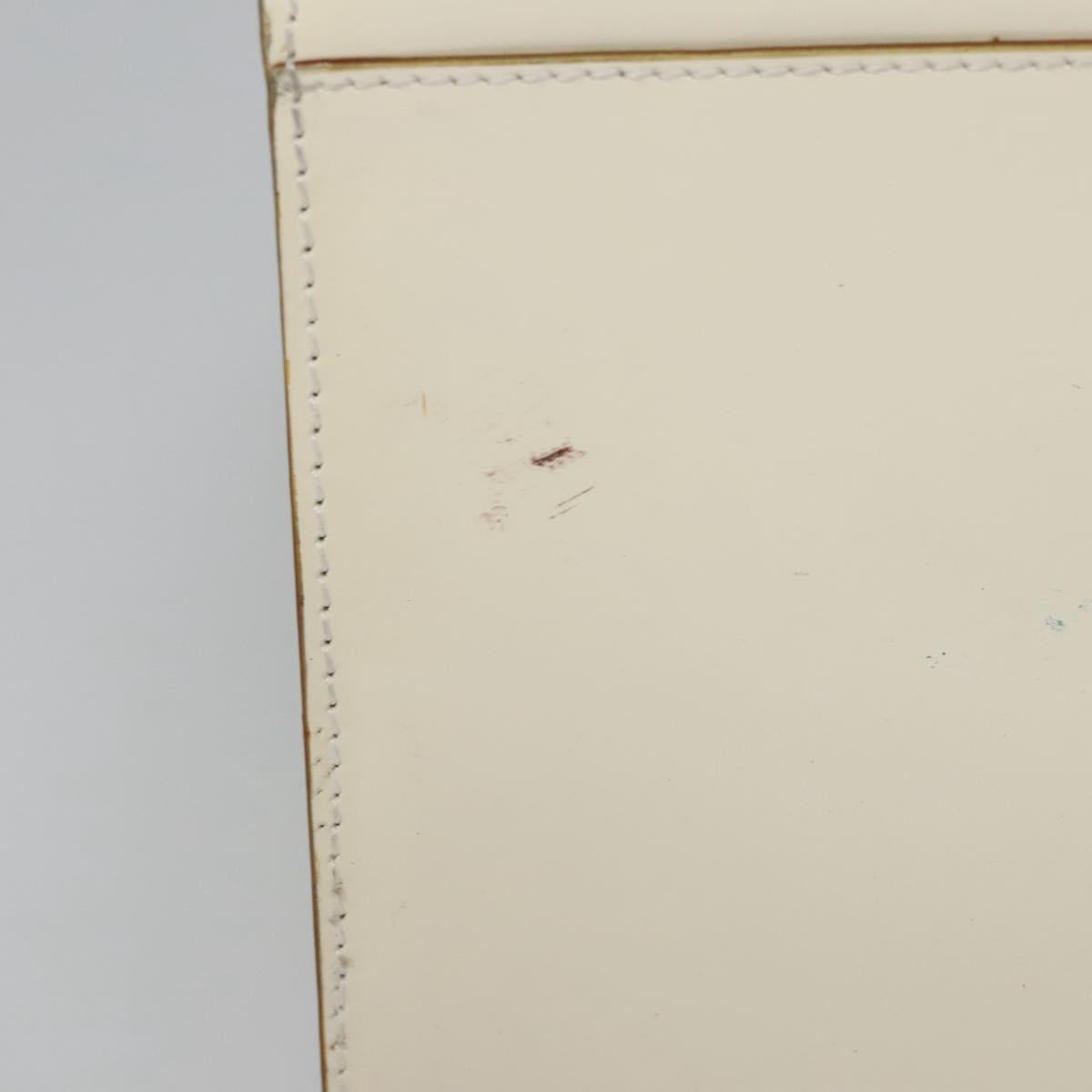 Salvatore Ferragamo Tote Bag Enamel White Silver Auth bs23225