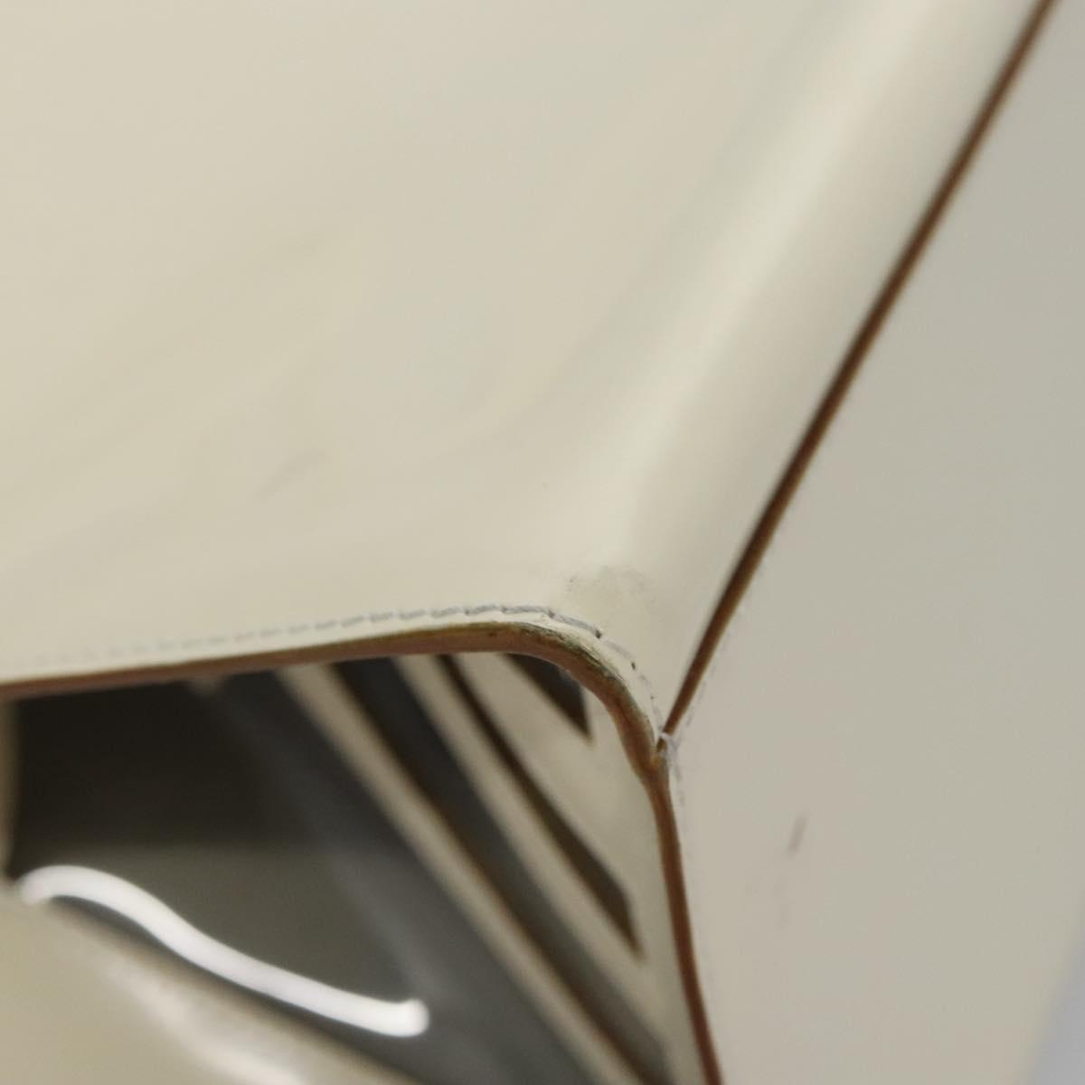 Salvatore Ferragamo Tote Bag Enamel White Silver Auth bs23225