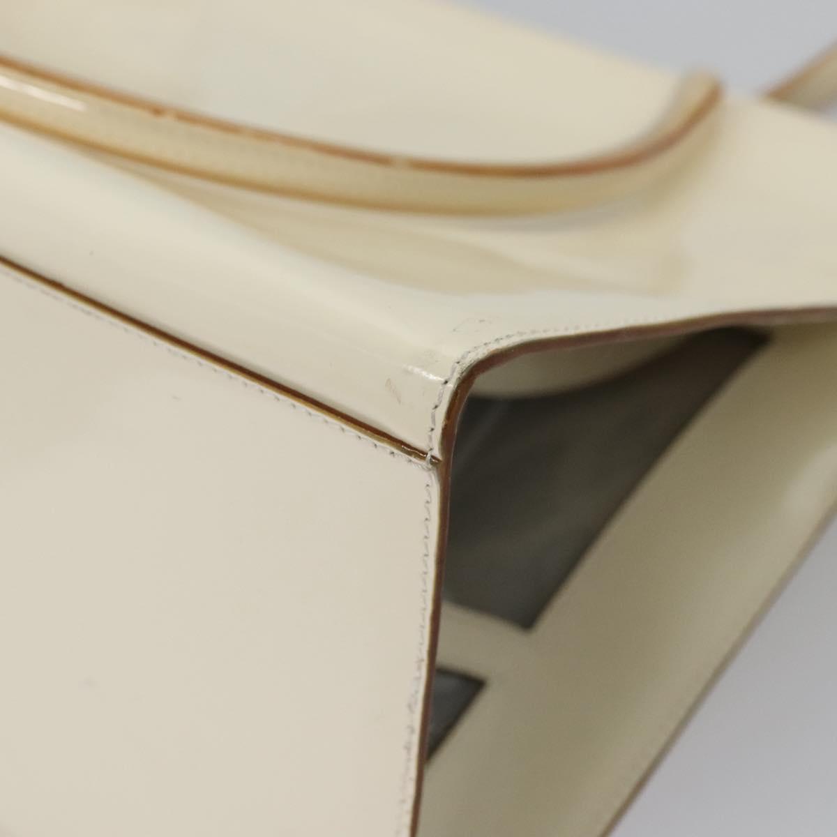 Salvatore Ferragamo Tote Bag Enamel White Silver Auth bs23225