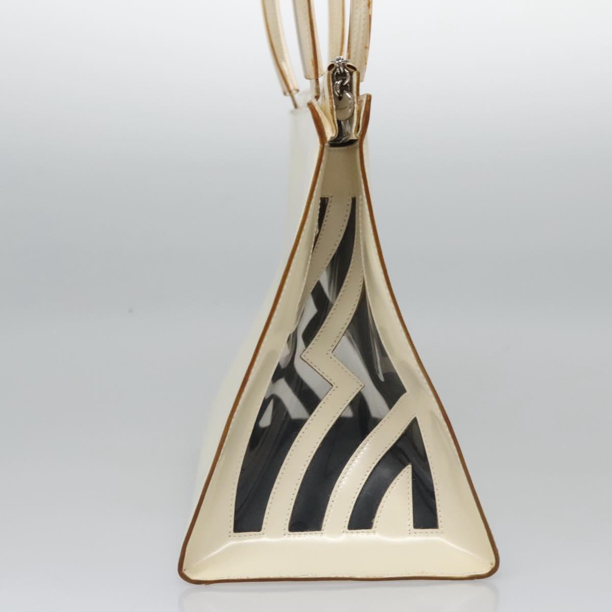 Salvatore Ferragamo Tote Bag Enamel White Silver Auth bs23225